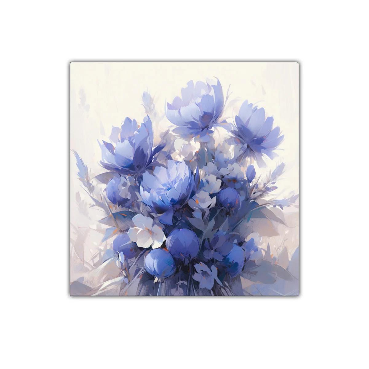 Cuadro decorativo con ramo de flores azules y blancas — imagen principal