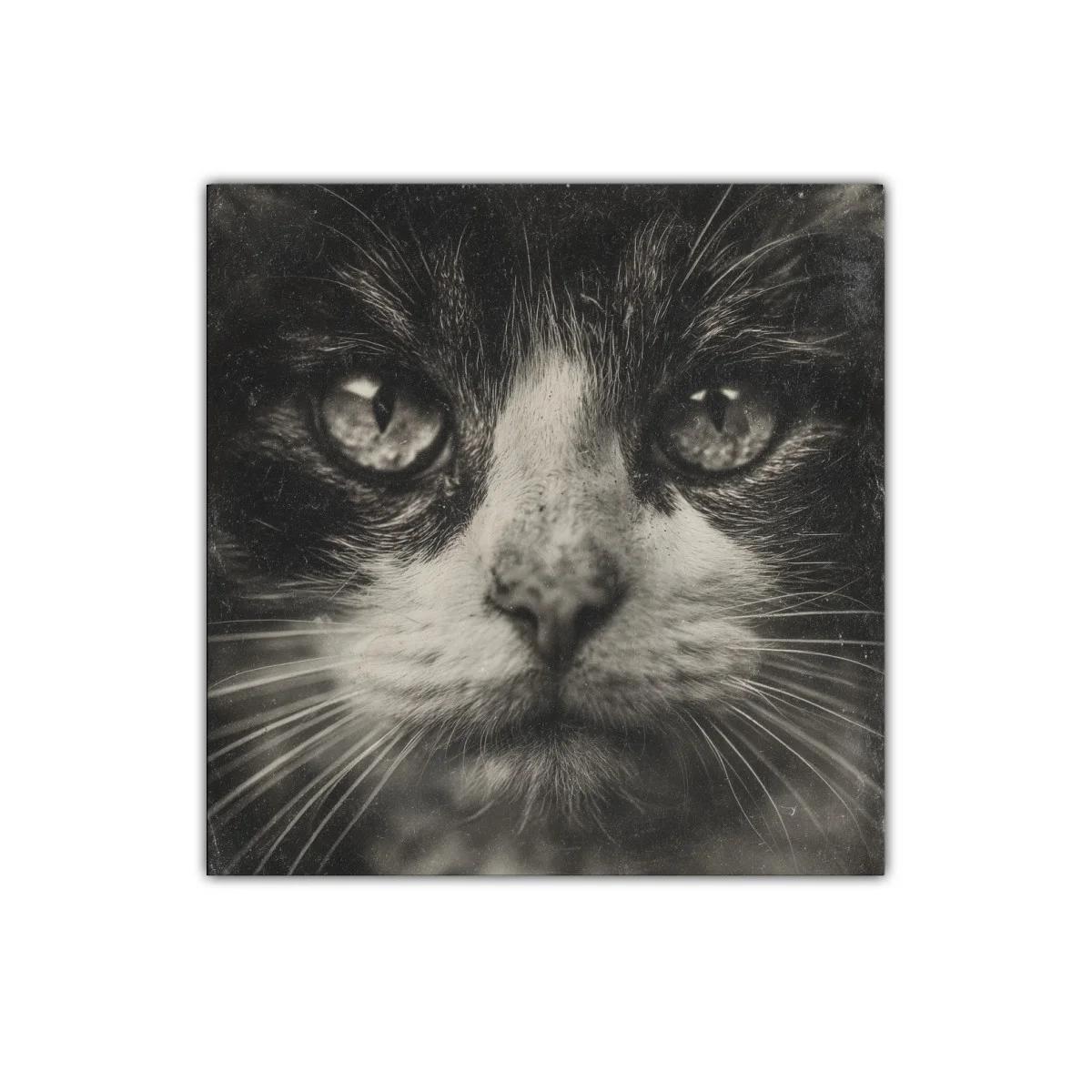 Impactante retrato de gato en tonos monocromáticos