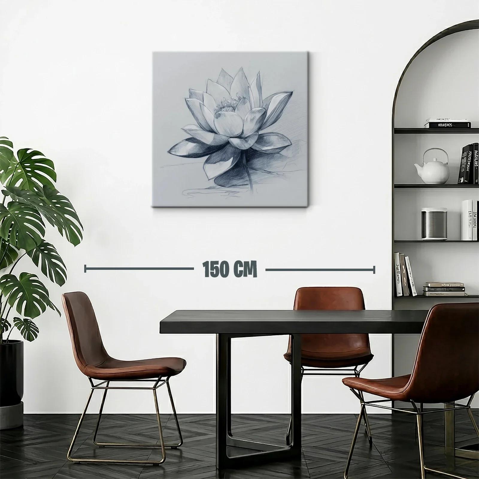 Flor de loto en delicado dibujo monocromo elegante — miniatura 2