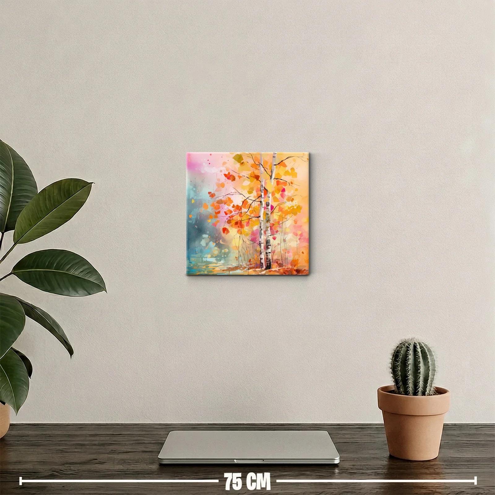 Bosque otoñal con troncos blancos y hojas cálidas — miniatura 2