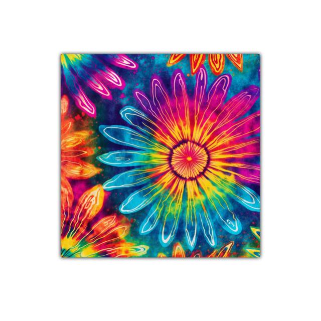 Cuadro floral vibrante con colores brillantes y efecto psicodélico