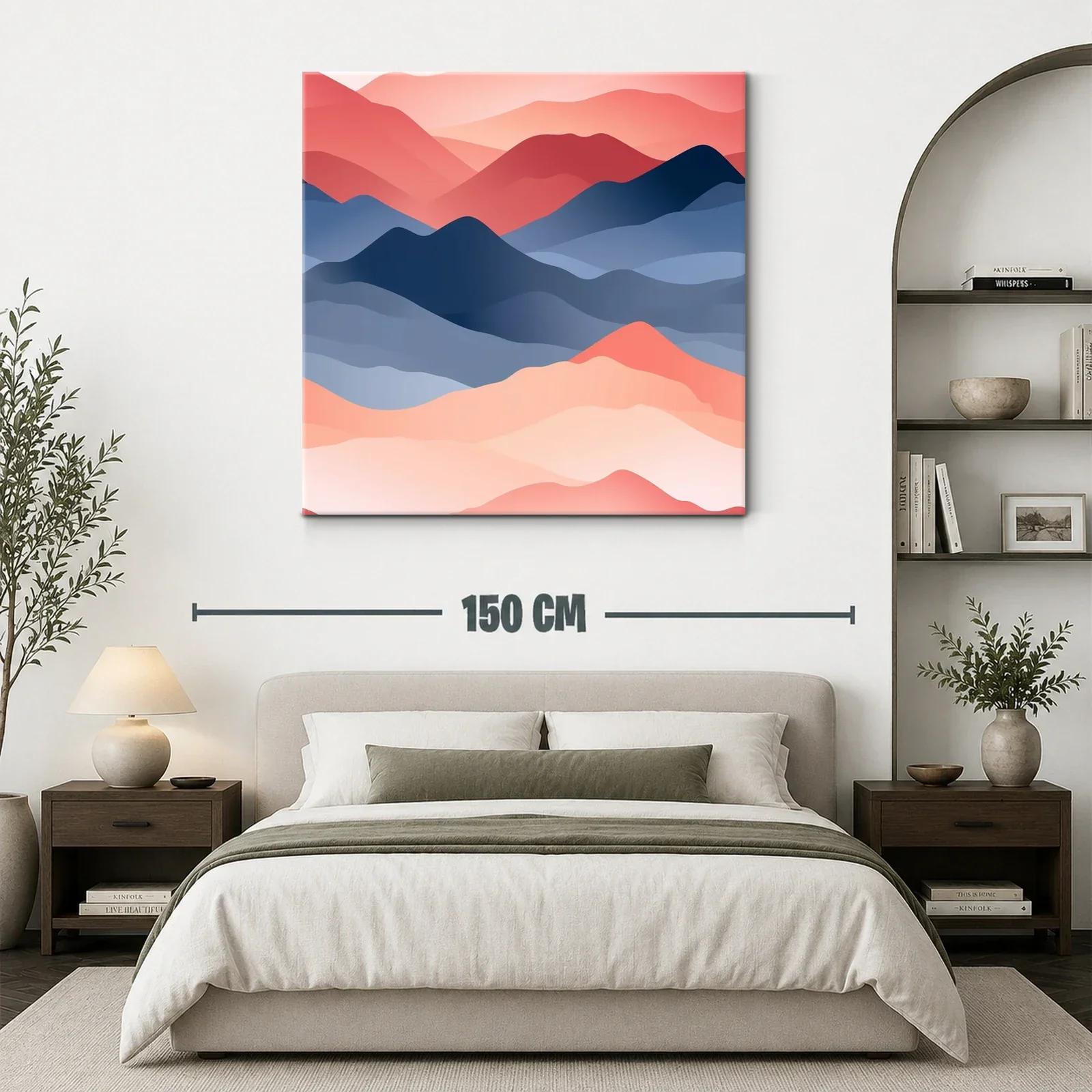 Paisaje abstracto de montañas en tonos cálidos y azules — miniatura 3