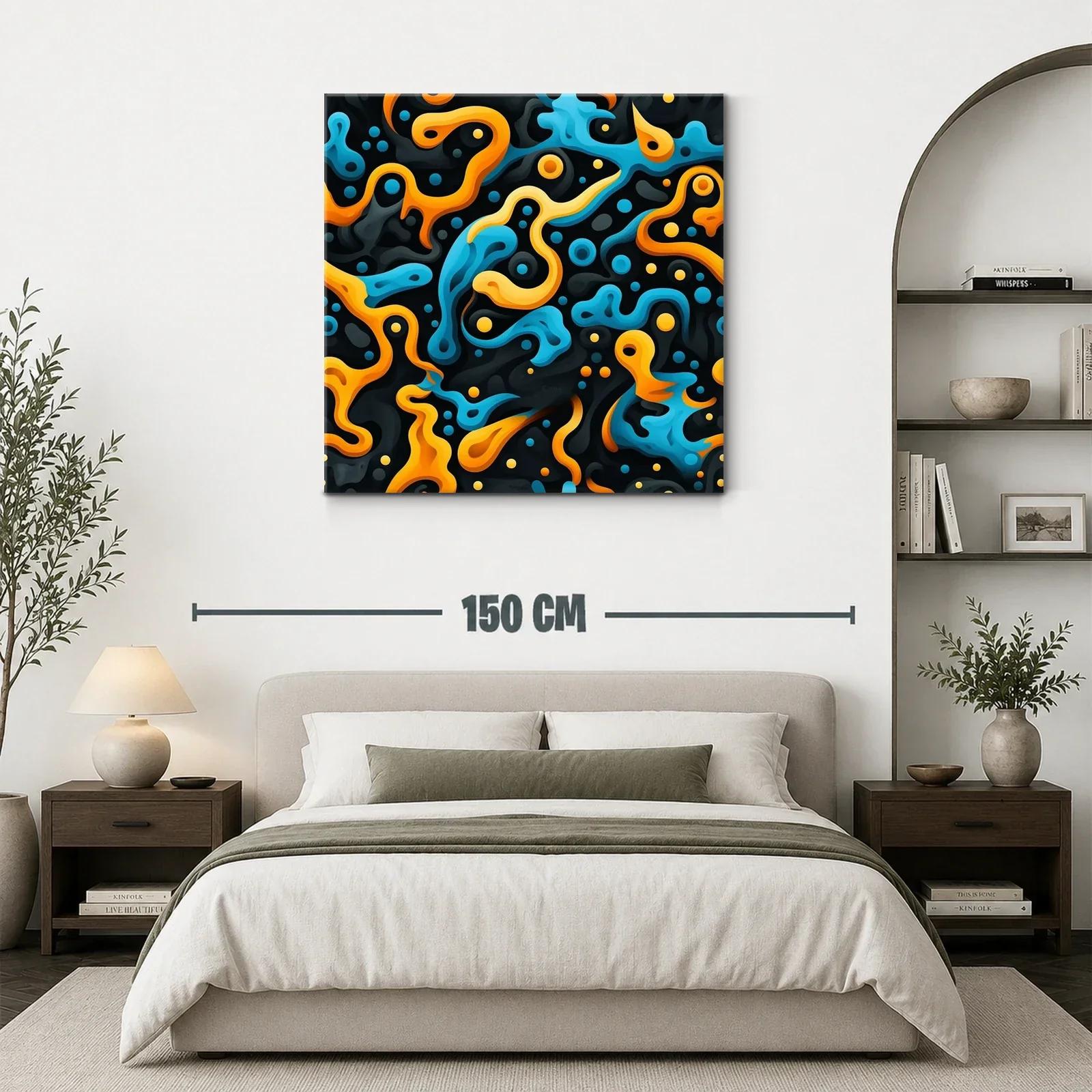 Composición Abstracta en Tonos Naranja y Azul Vibrante — miniatura 3