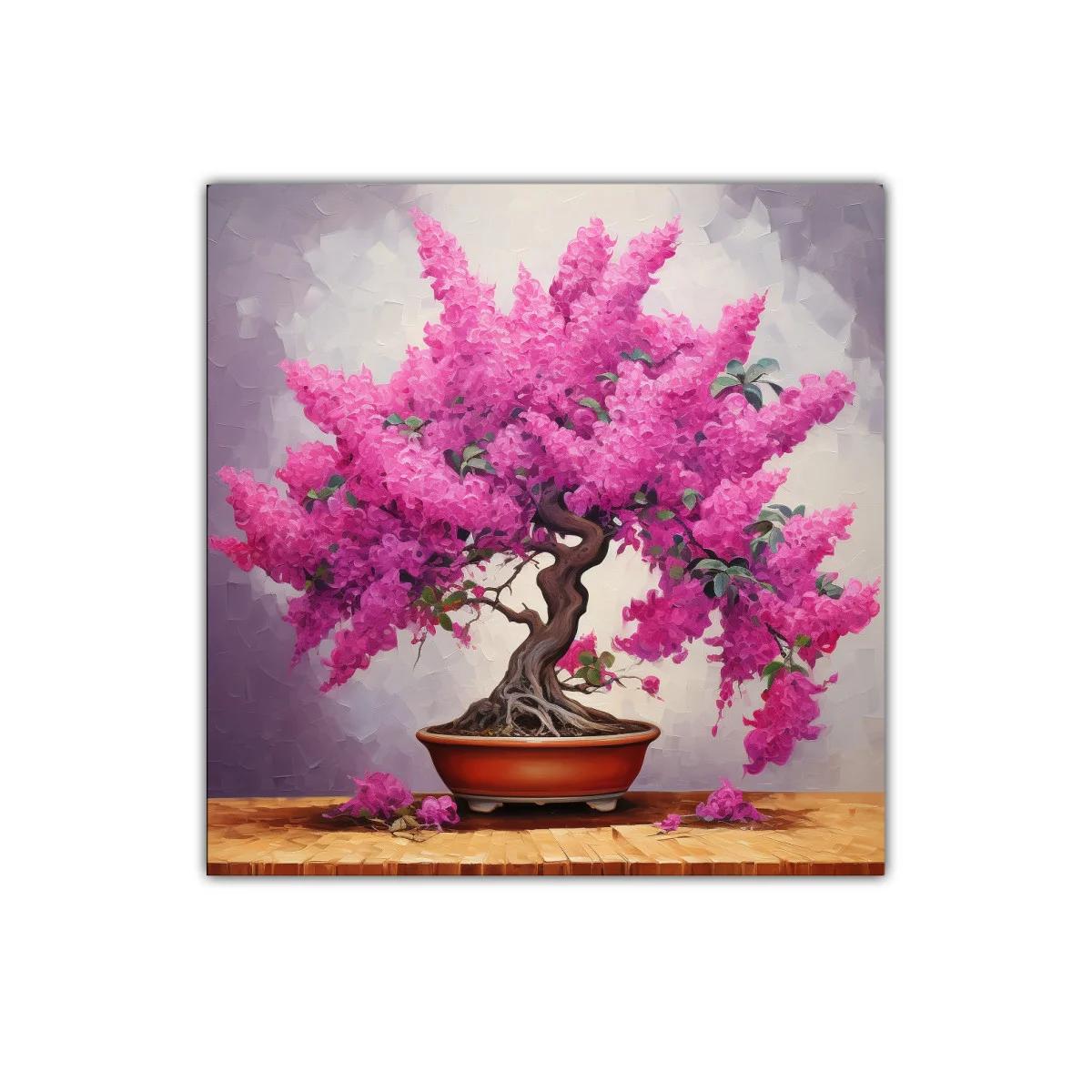 Bonsái con flores vibrantes en tonos fucsia y rosa — miniatura 1