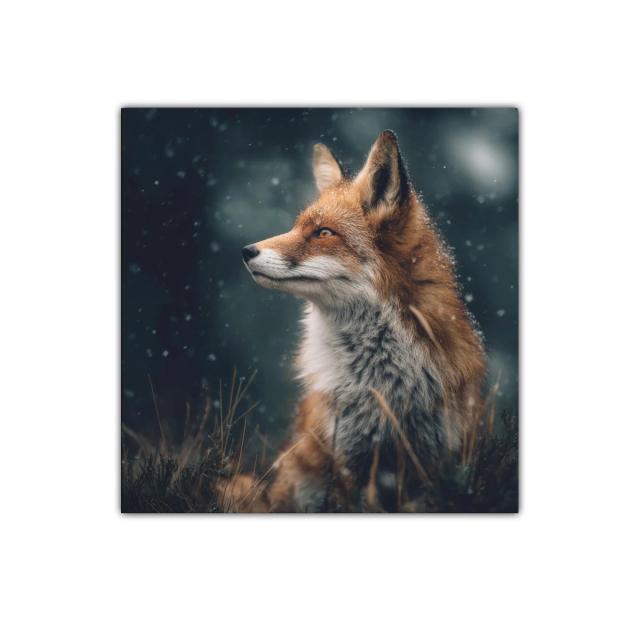 Zorro en la naturaleza con nieve en tonos cálidos y fríos