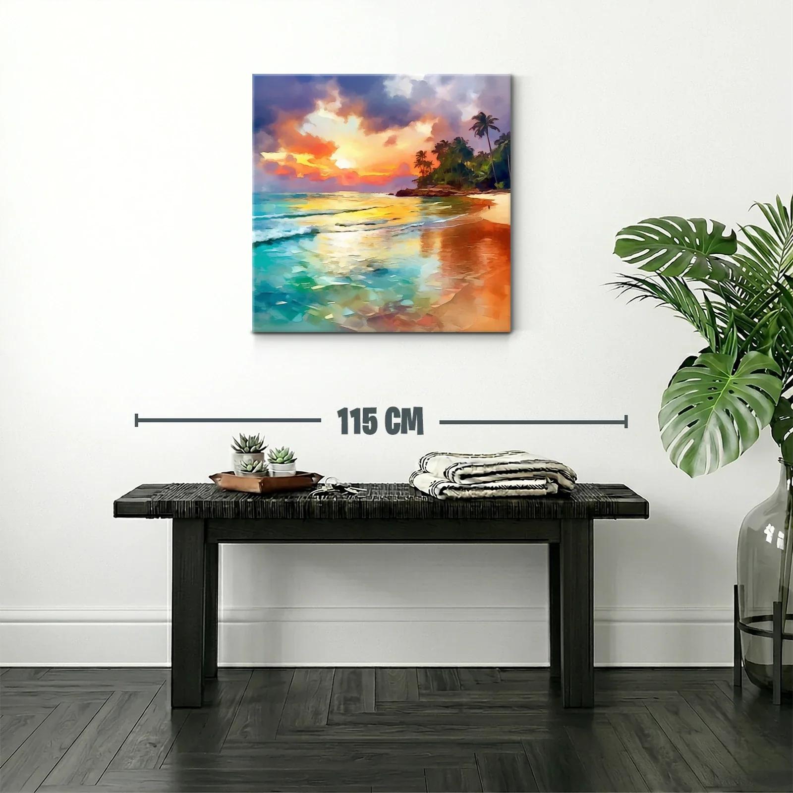 Atardecer tropical con palmeras y mar tranquilo — miniatura 2