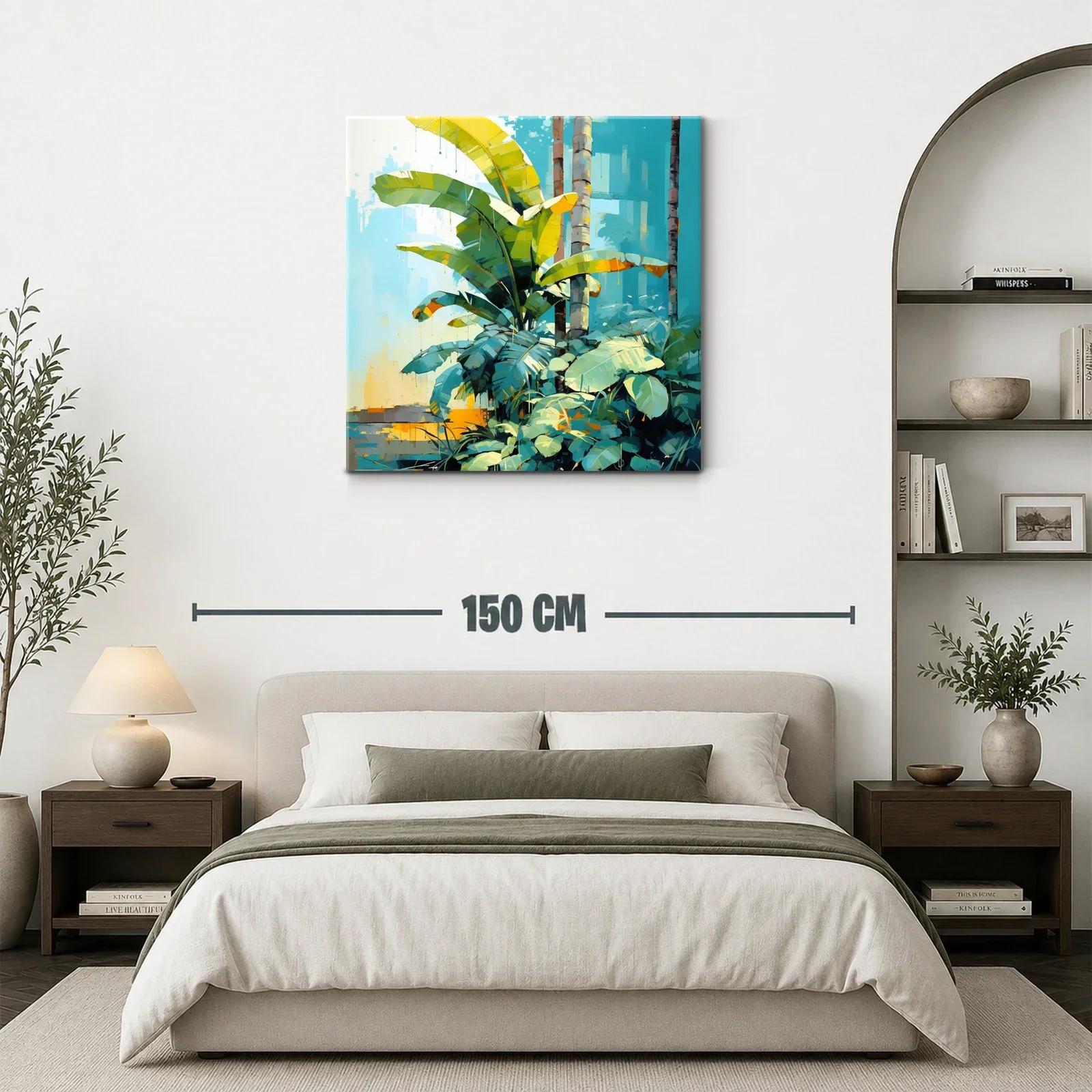 Exuberante jungla tropical con hojas verdes y luz cálida — miniatura 3