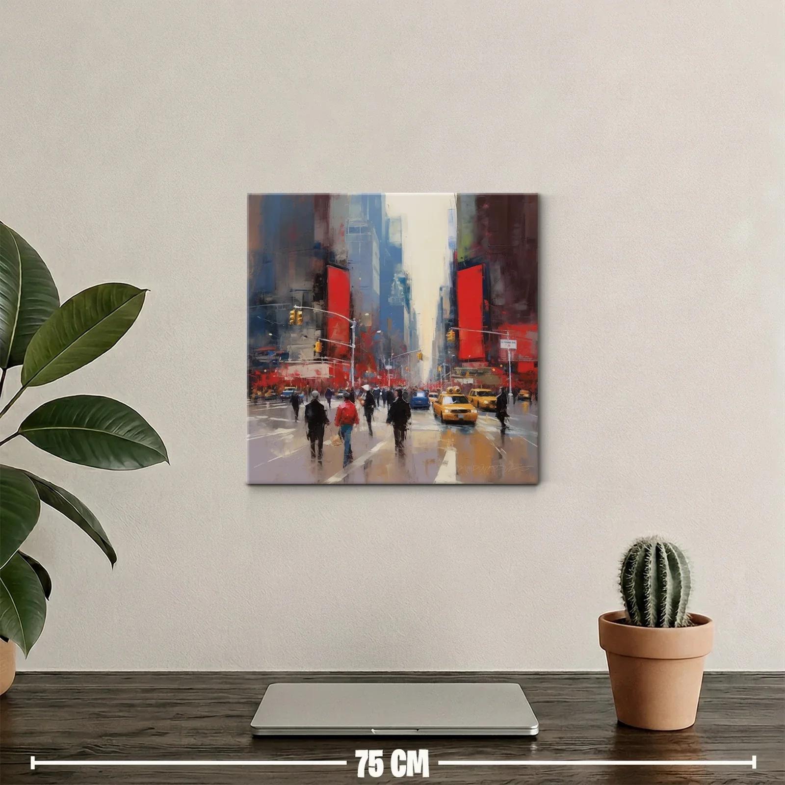 Calle urbana con taxis amarillos y luces vibrantes — miniatura 2
