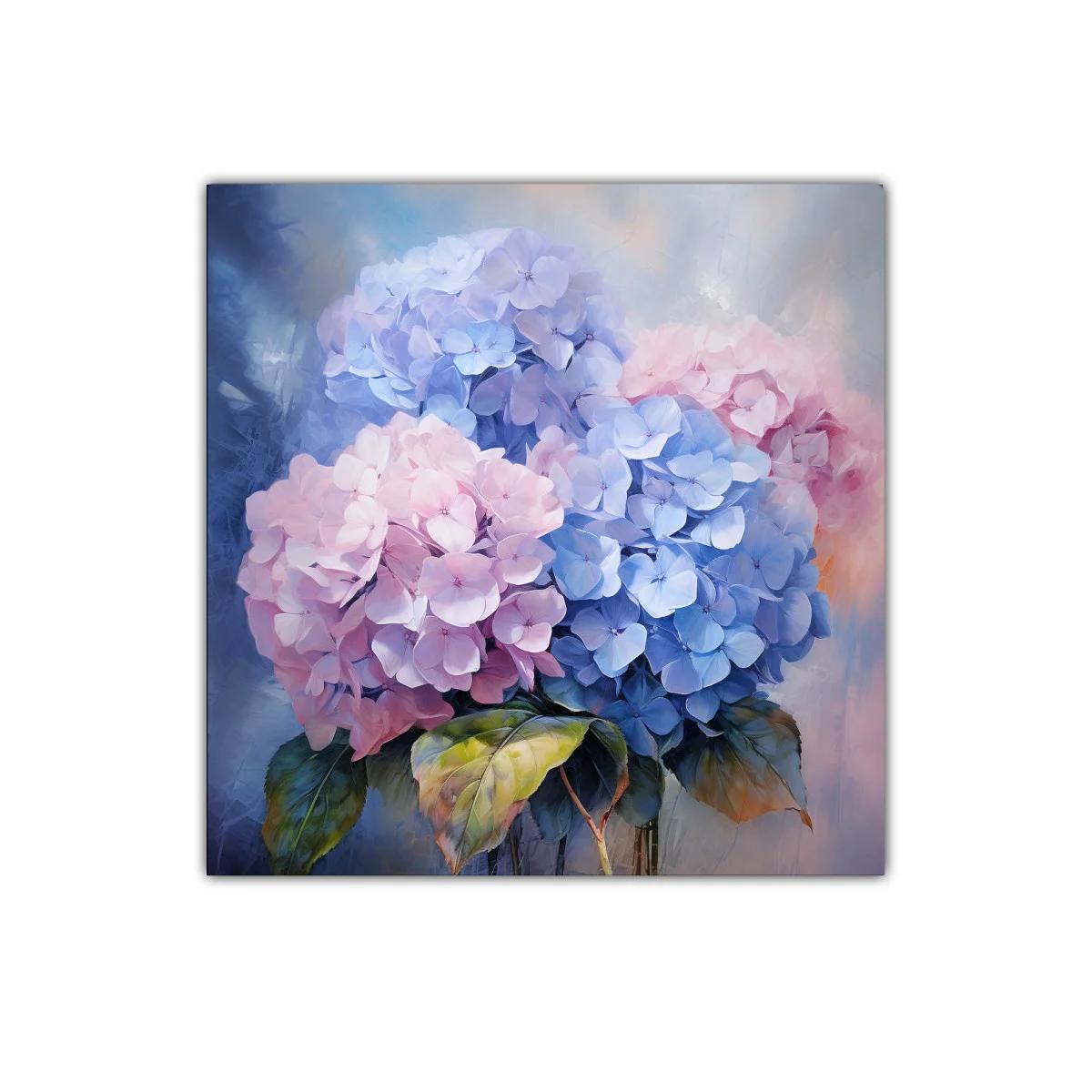 Cuadro decorativo con ramo de hortensias en tonos suaves — imagen principal