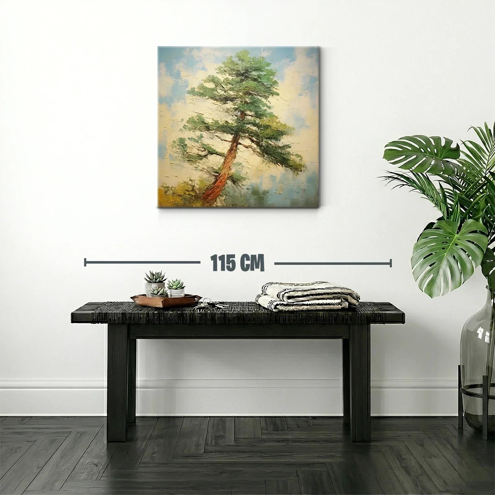 Cuadro de árbol solitario con cielo azul y tonos naturales — miniatura 2