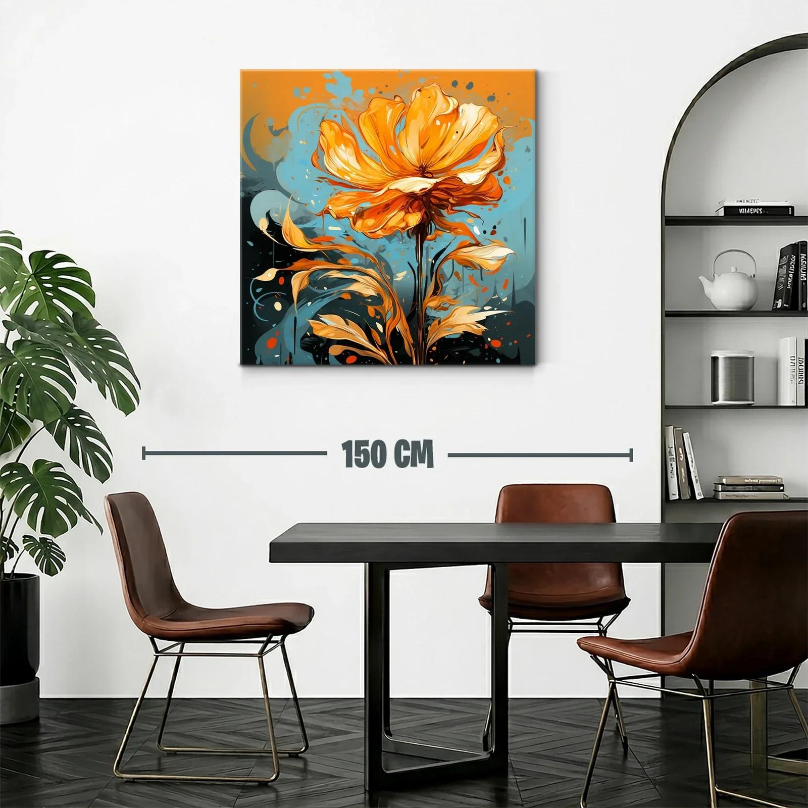 Flor vibrante en tonos cálidos y fondo azul intenso — miniatura 2
