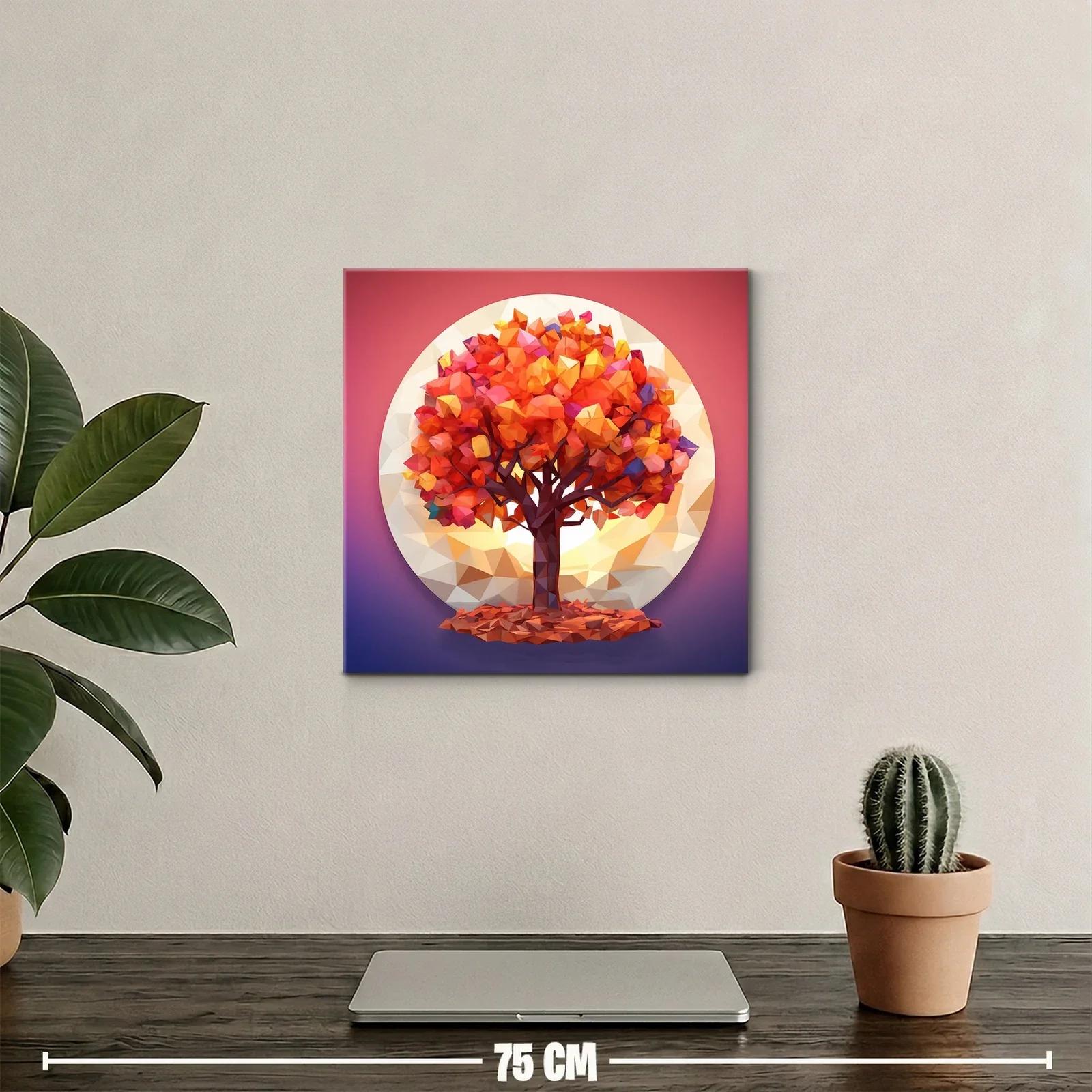 Árbol otoñal vibrante en entorno geométrico circular — miniatura 2