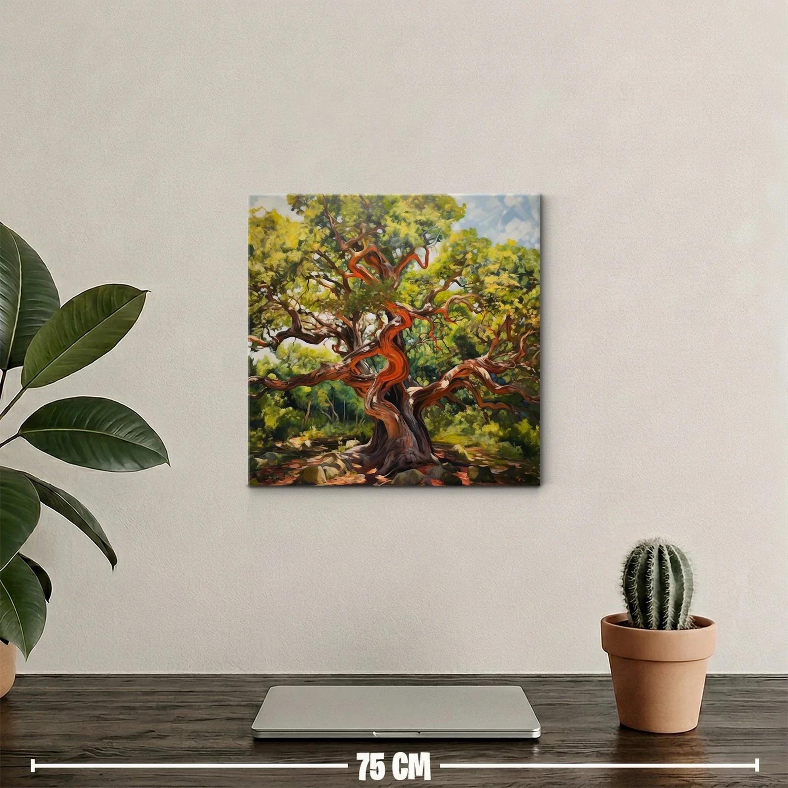 Árbol con ramas sinuosas y follaje exuberante en tonos verdes — miniatura 2