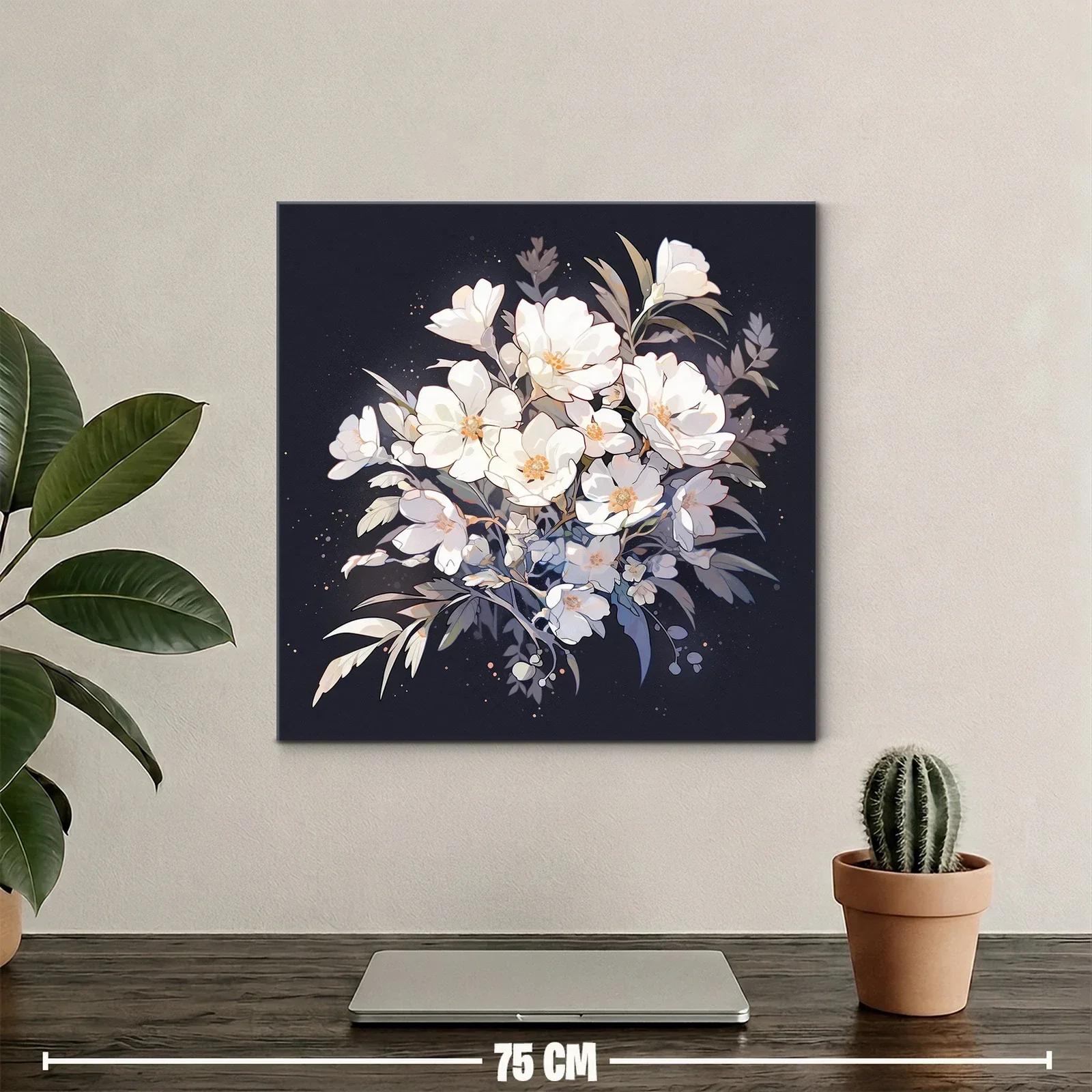 Ramo de flores blancas sobre fondo oscuro elegante — miniatura 2