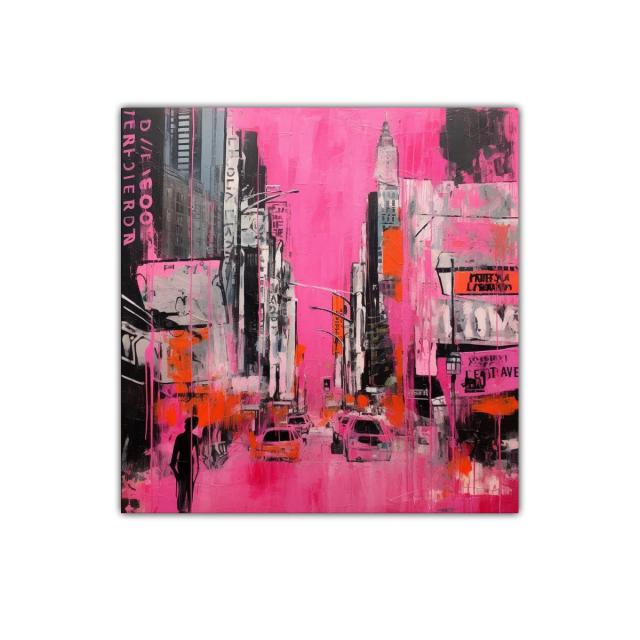 Atardecer urbano vibrante con colores neón intensos