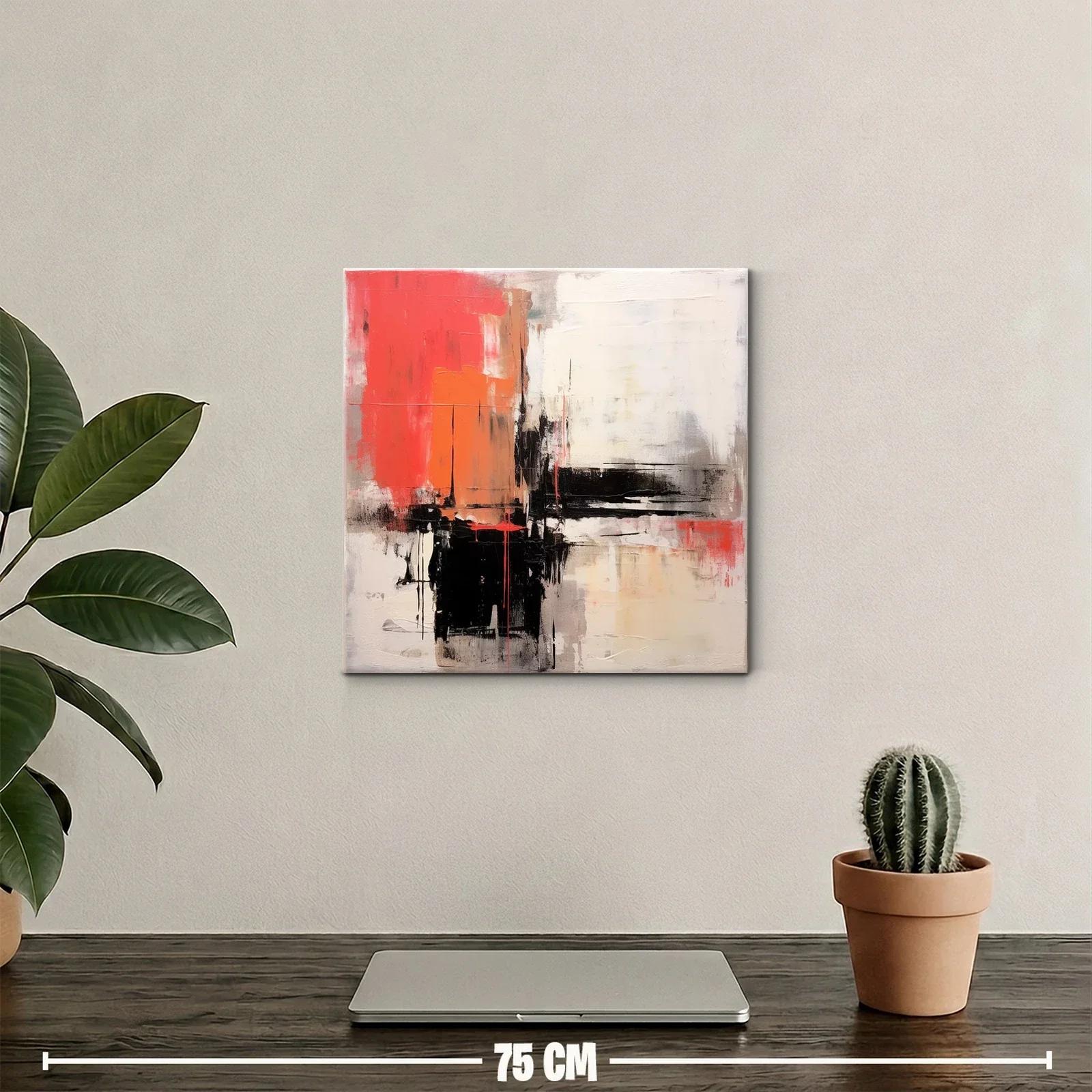 Cuadro abstracto en tonos rojos y negros vibrantes — miniatura 2