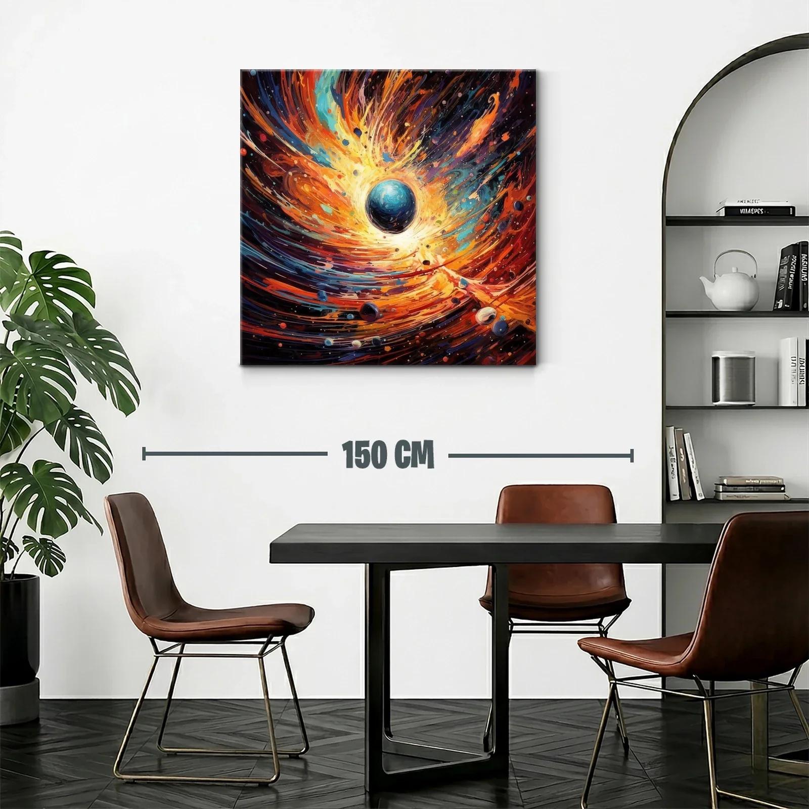 Explosión cósmica con planeta azul y remolinos de luz — miniatura 2