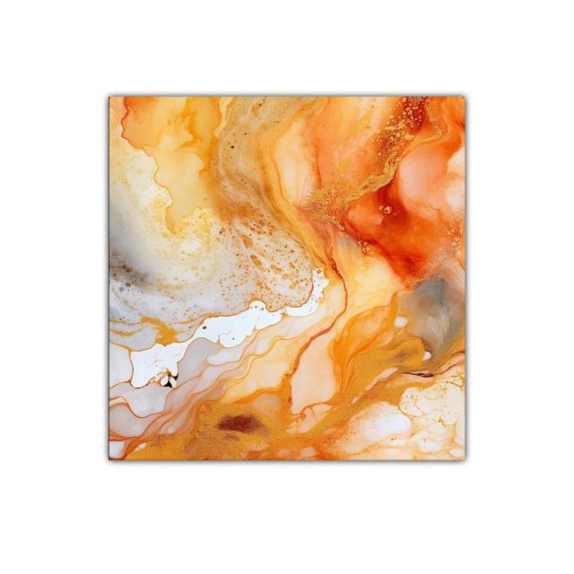 Cuadro decorativo moderno en tonos cálidos naranjas y dorados