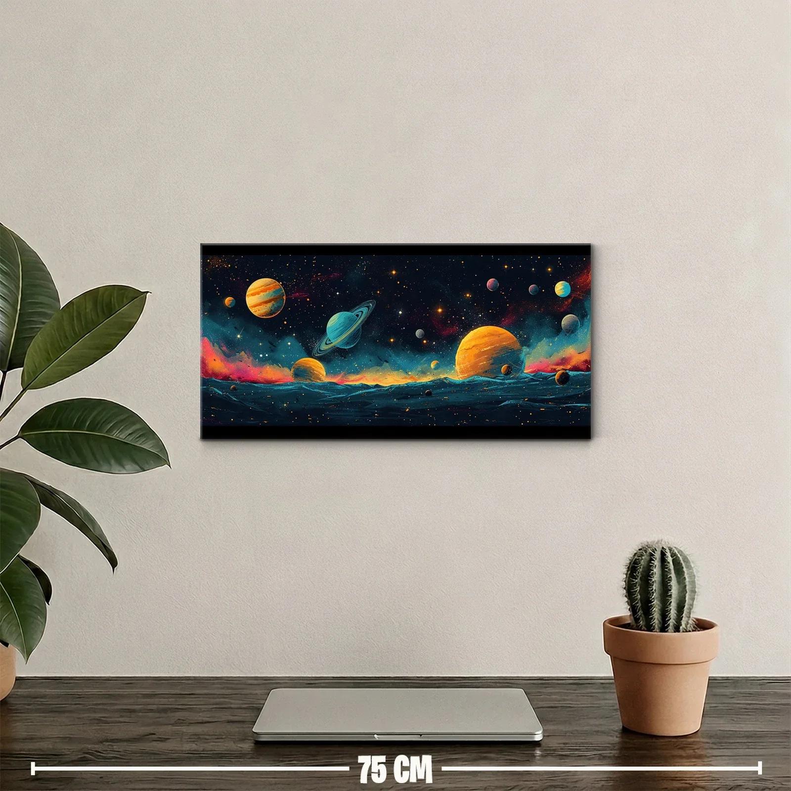 Cuadro planetas en el espacio con gran planeta anaranjado — miniatura 2
