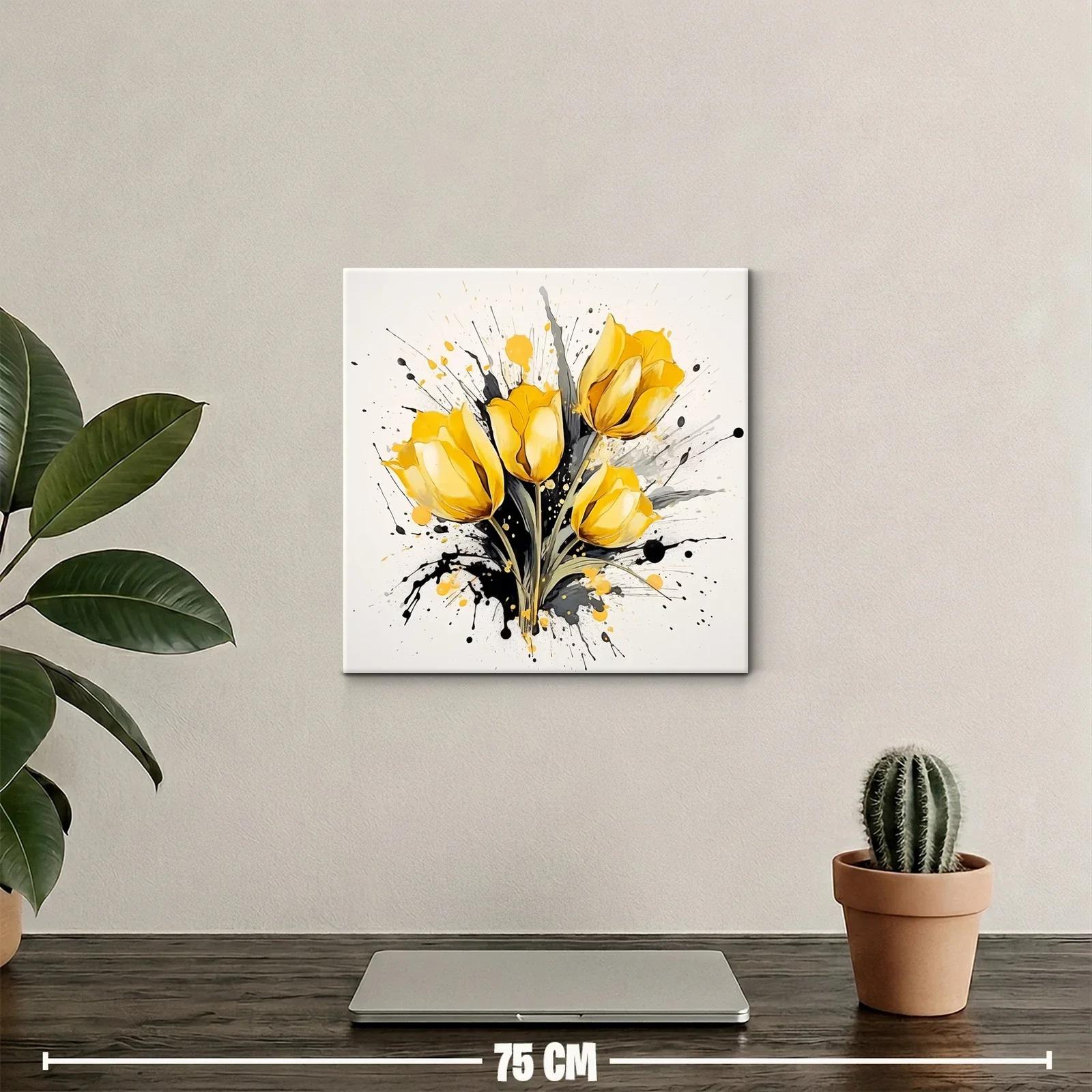 Ramillete de tulipanes amarillos con fondo artístico dinámico — miniatura 2