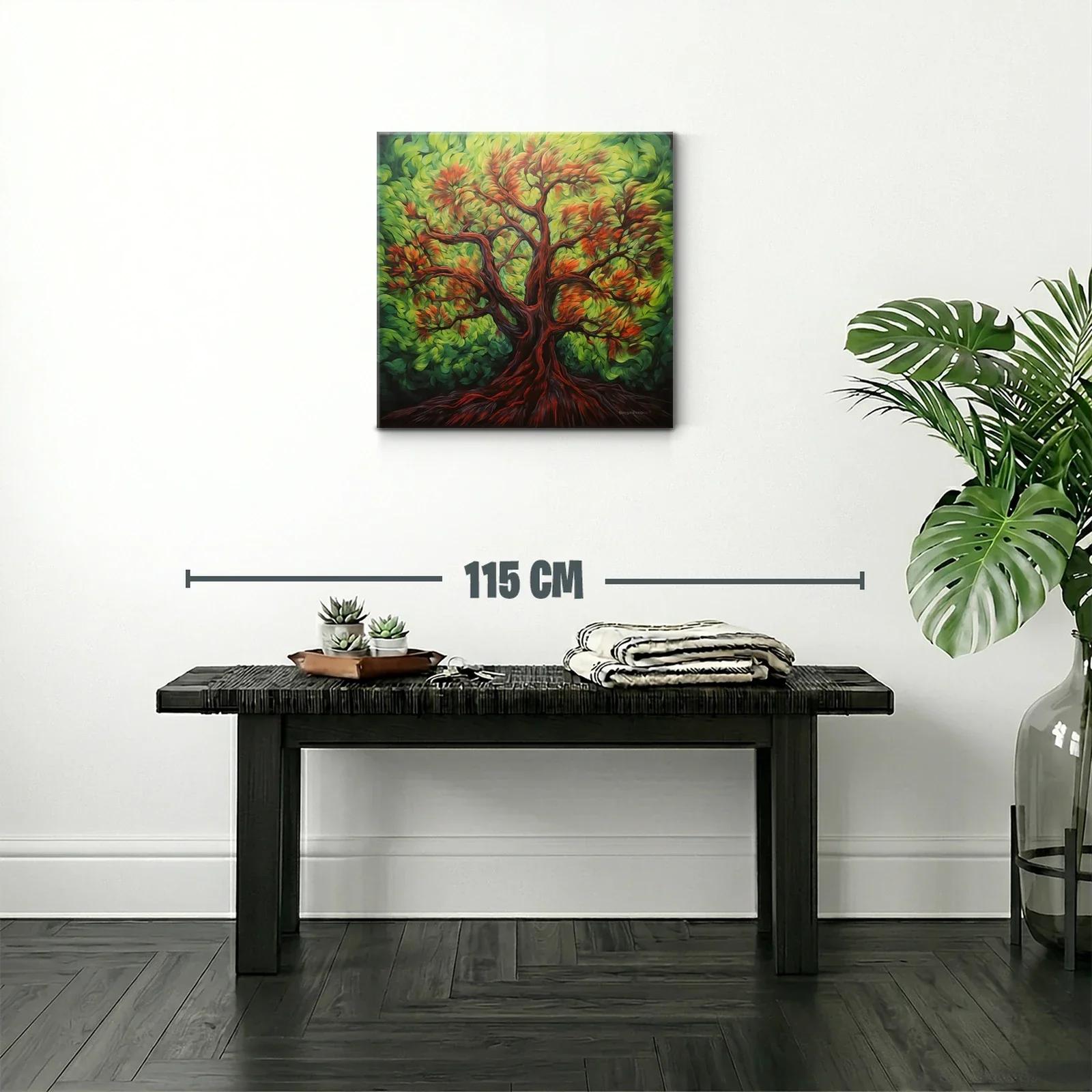 Árbol con hojas vibrantes en tonos verdes y rojos — miniatura 2