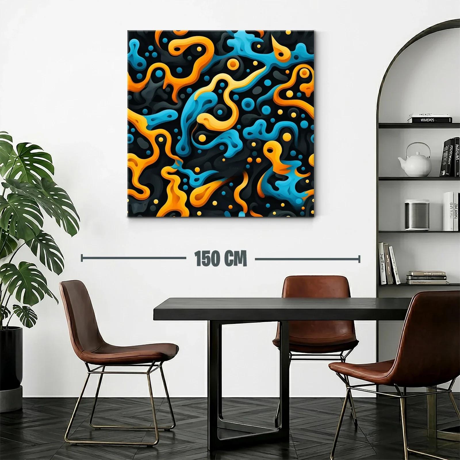 Composición Abstracta en Tonos Naranja y Azul Vibrante — miniatura 2