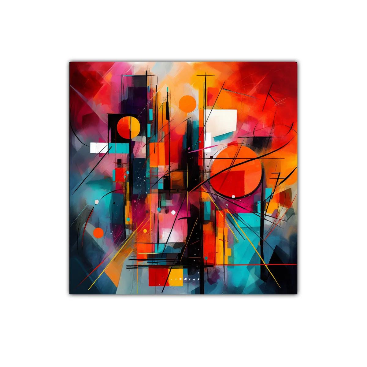 Composición abstracta con formas geométricas y colores vibrantes