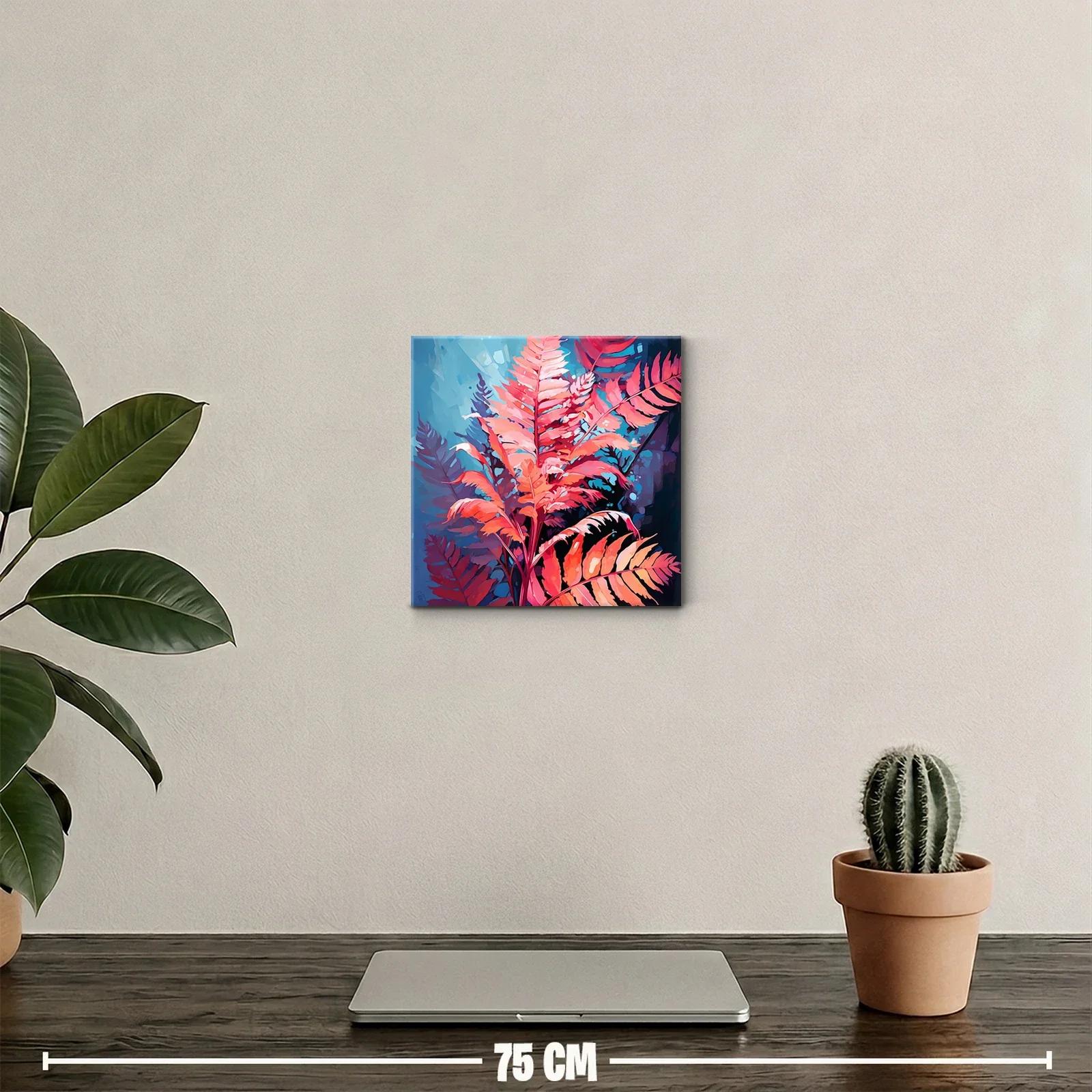 Cuadro decorativo con hojas tropicales en tonos vibrantes — miniatura 2