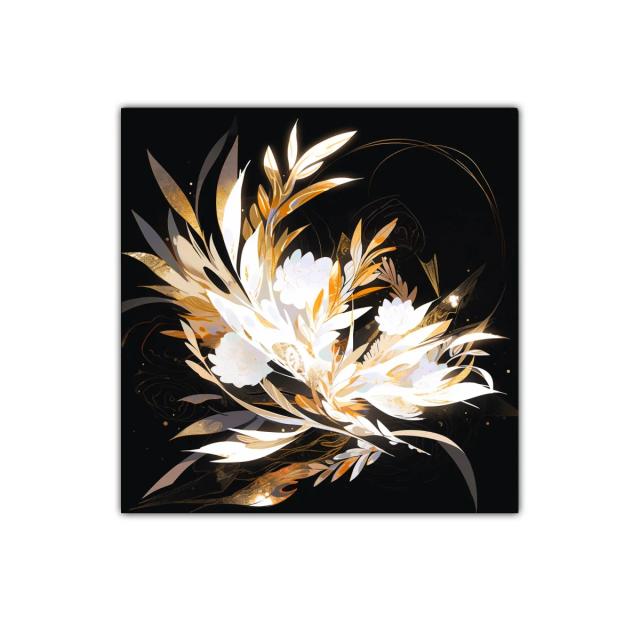 Composición floral luminosa en tonos dorados y blancos