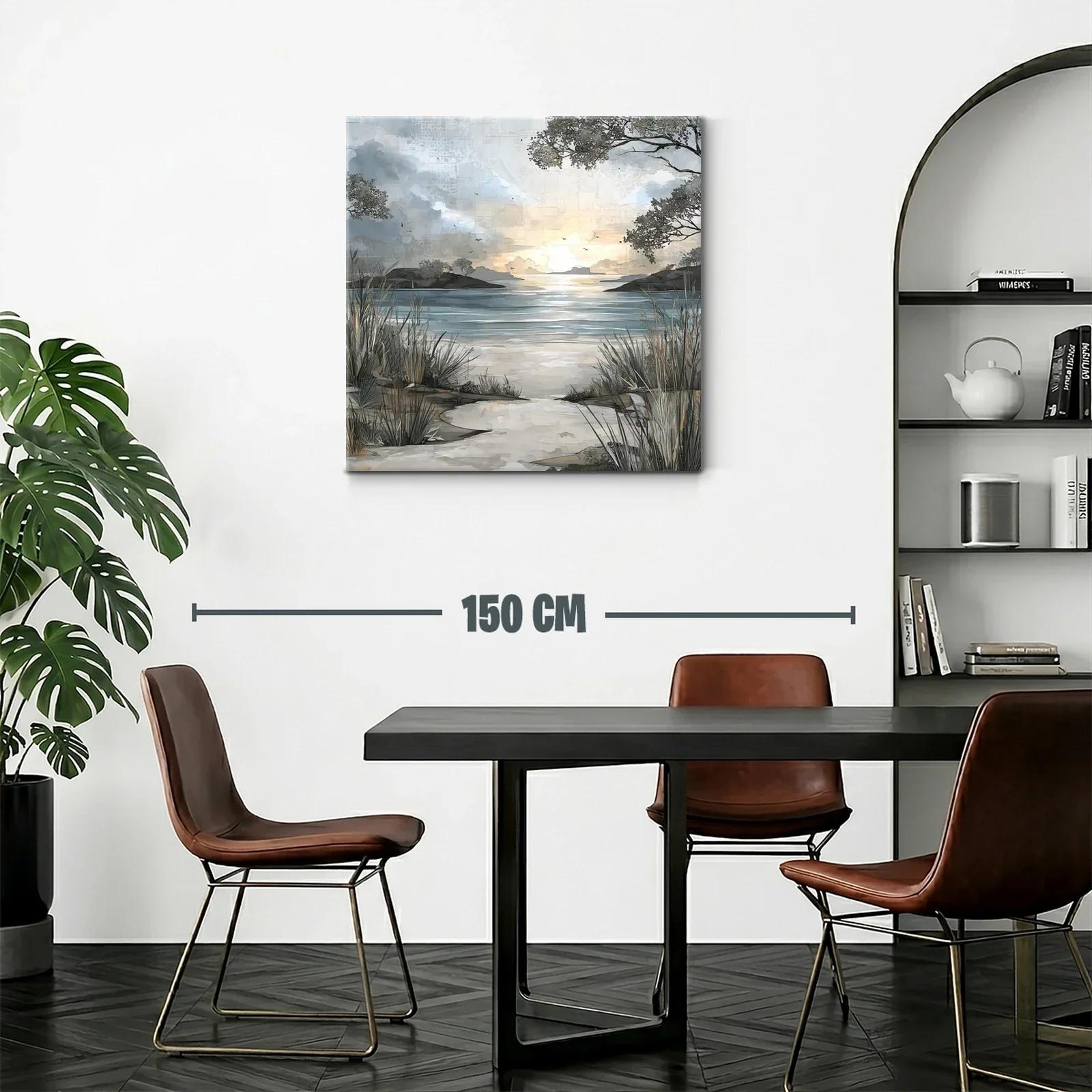 Paisaje sereno al atardecer en tonos neutros y azules — miniatura 2