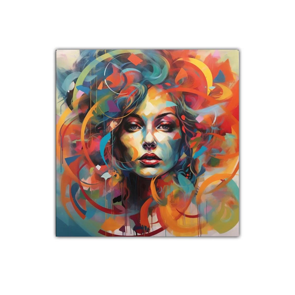 Retrato femenino vibrante con colores intensos y dinámicos — imagen principal