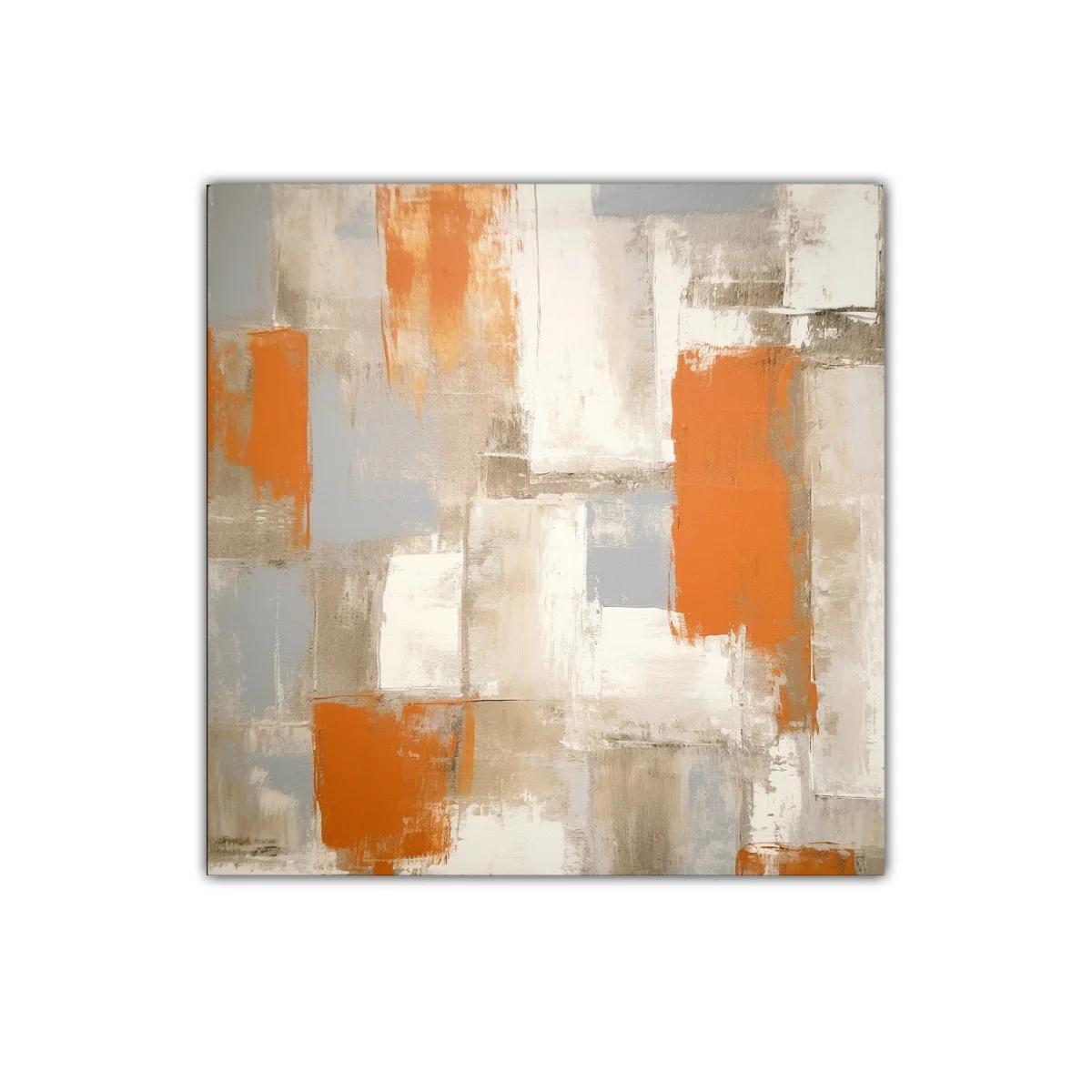 Cuadro abstracto tonos naranjas y neutros para salón moderno