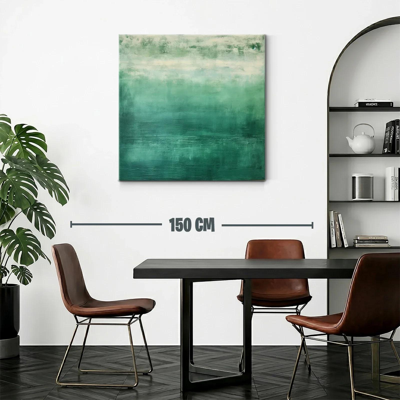 Cuadro abstracto en tonos verdes para ambientes modernos — miniatura 2