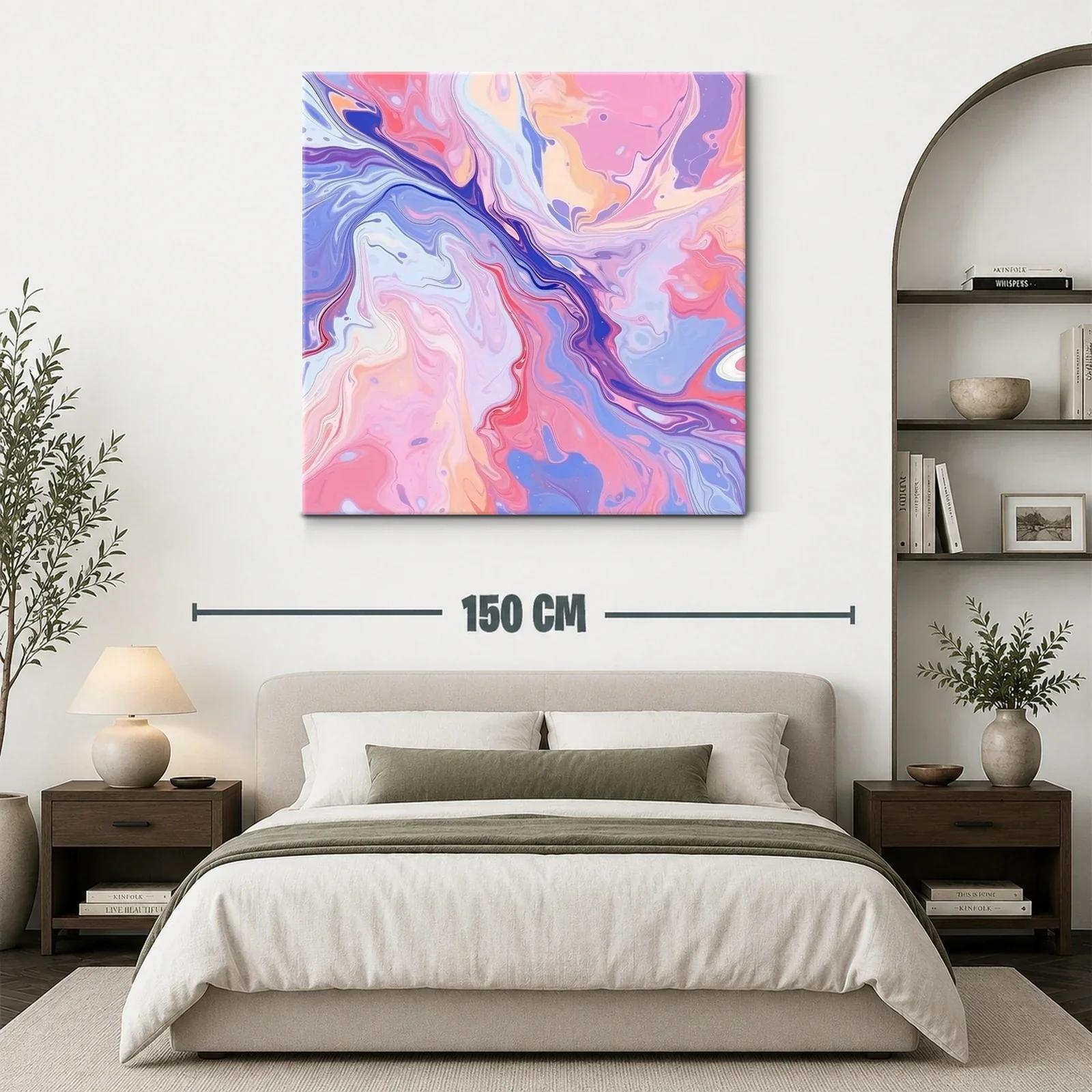 Cuadro abstracto en tonos pastel con efecto fluido — miniatura 3