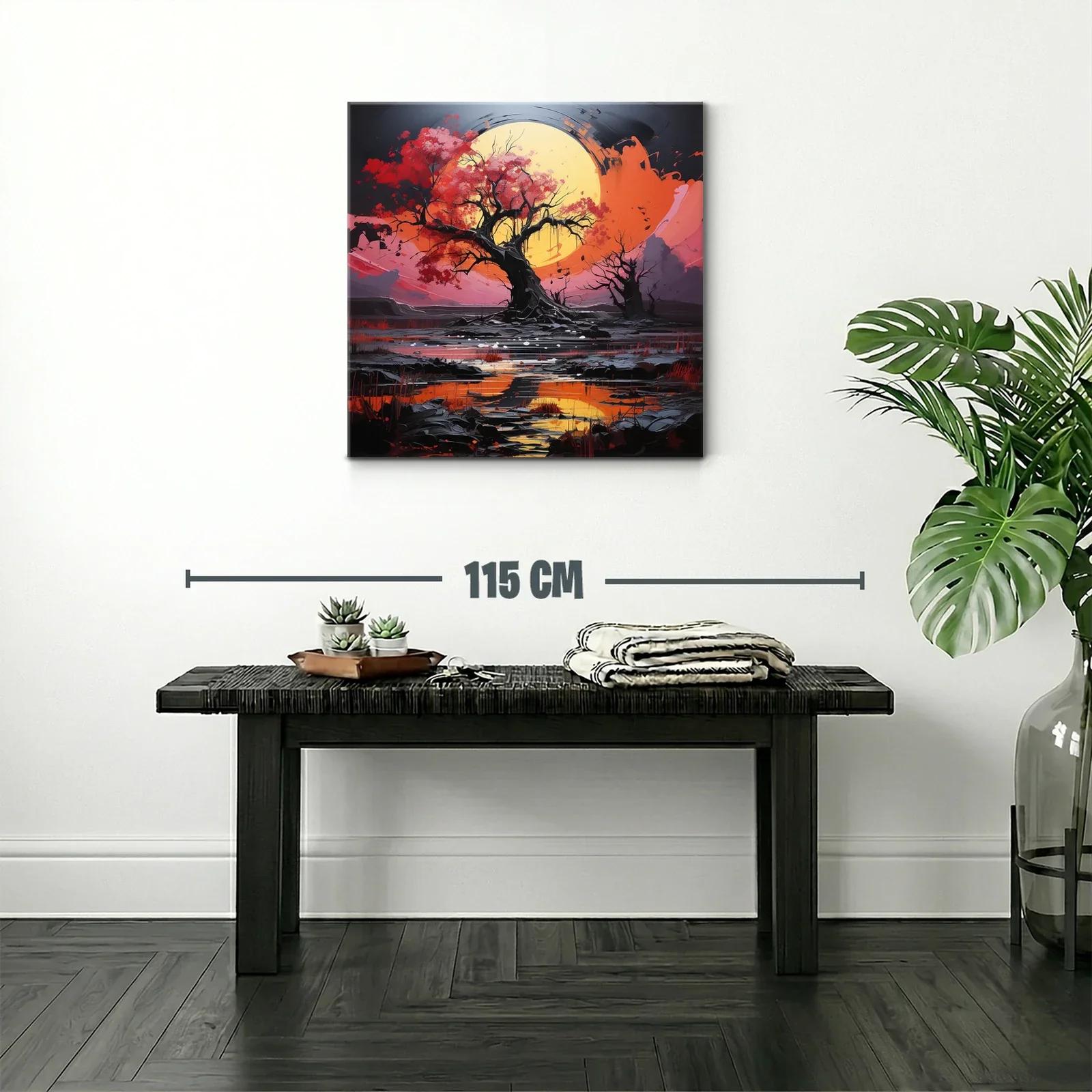 Árbol esplendoroso con luna llena y reflejos vibrantes — miniatura 2