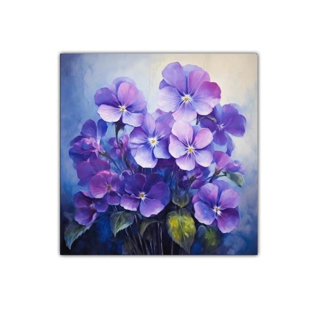 Cuadro con delicadas flores en tonos violeta y azul