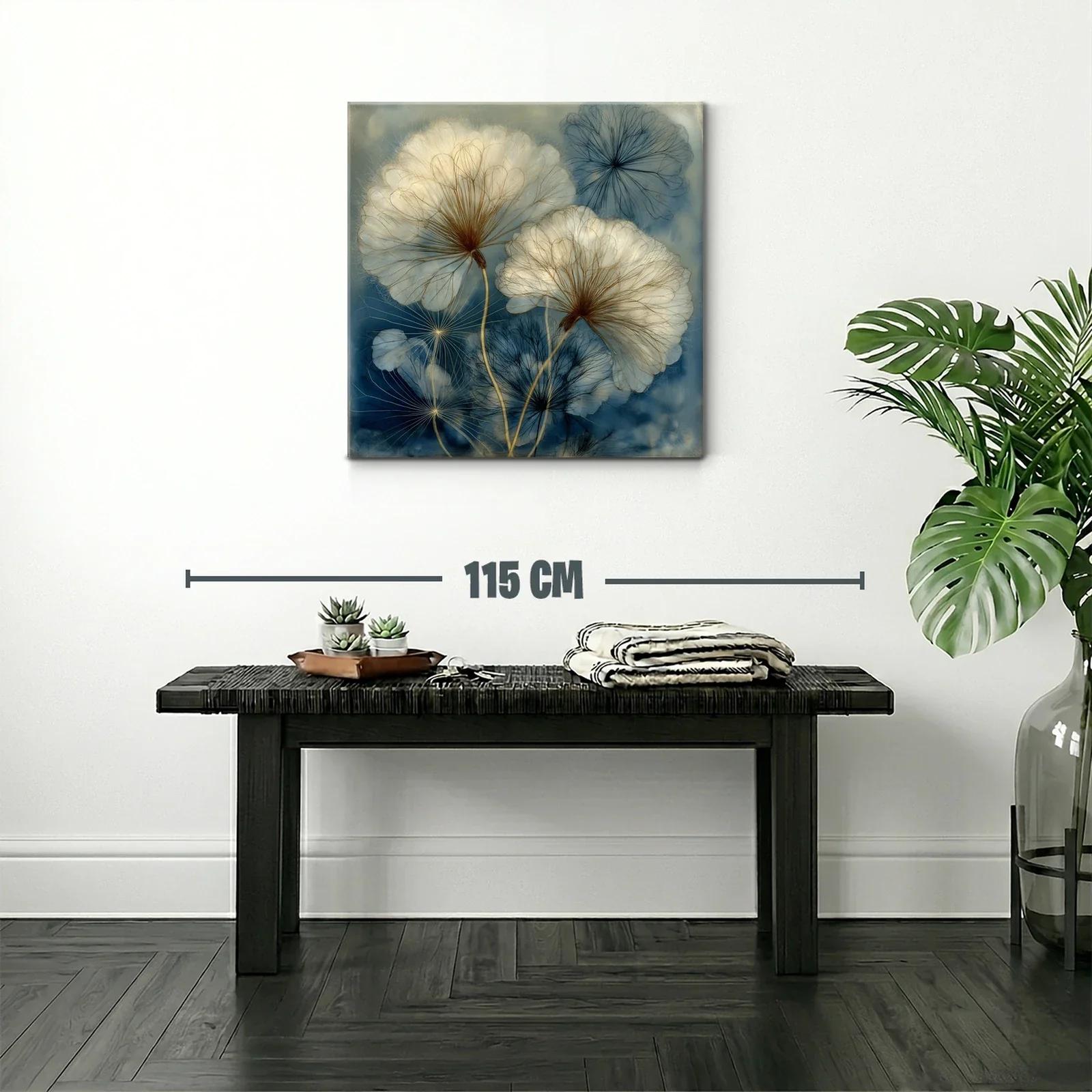 Delicadas flores en tonos beige y azul para un ambiente sereno — miniatura 2