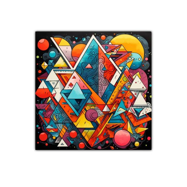 Composición geométrica vibrante con contrastes y profundidad