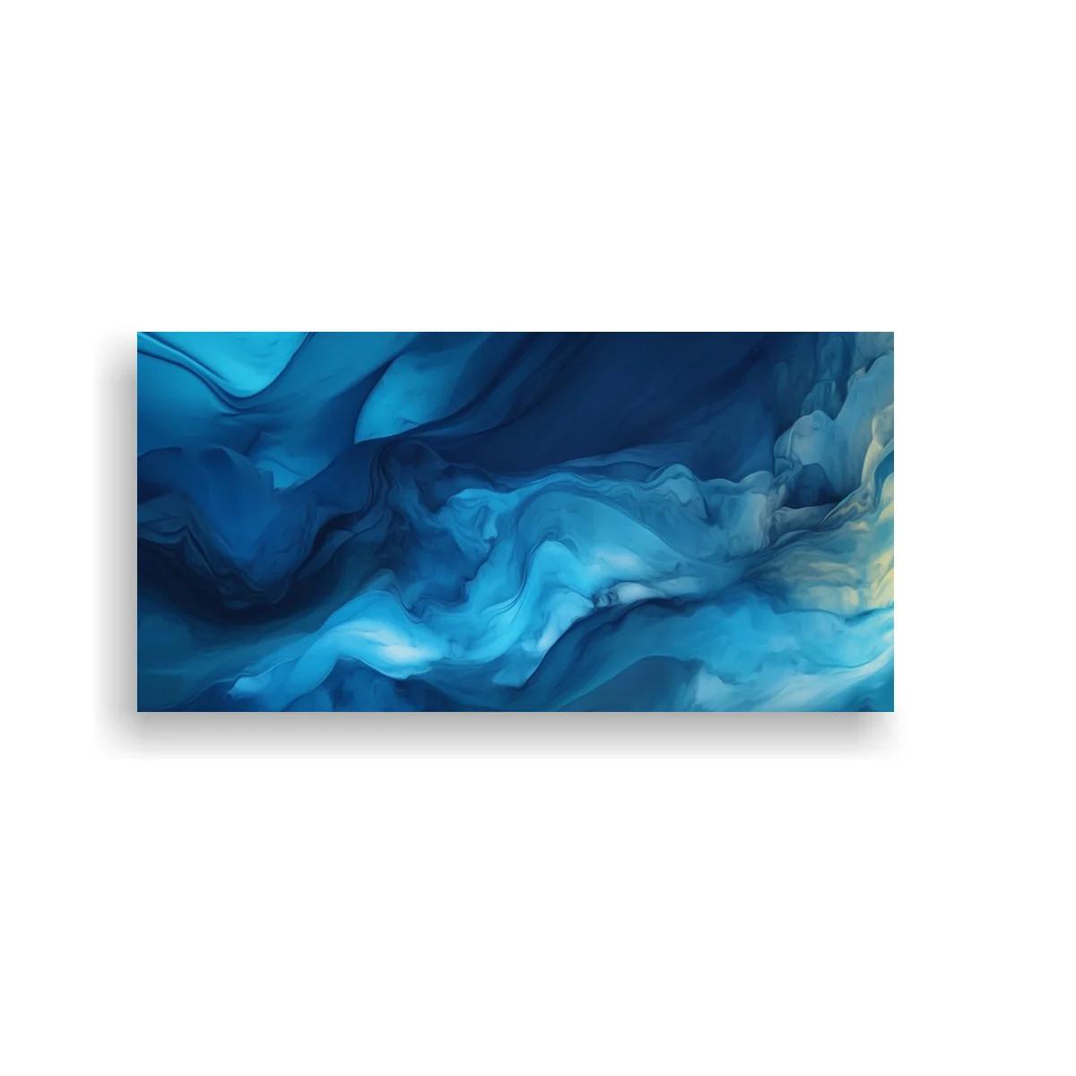 Cuadro olas abstractas azules con bandas fluidas