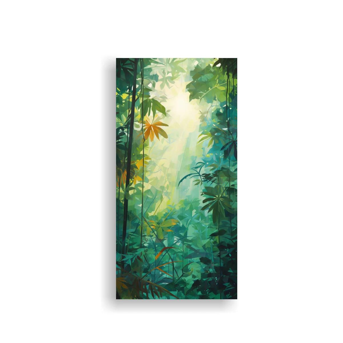 Cuadro selva tropical con flores naranjas