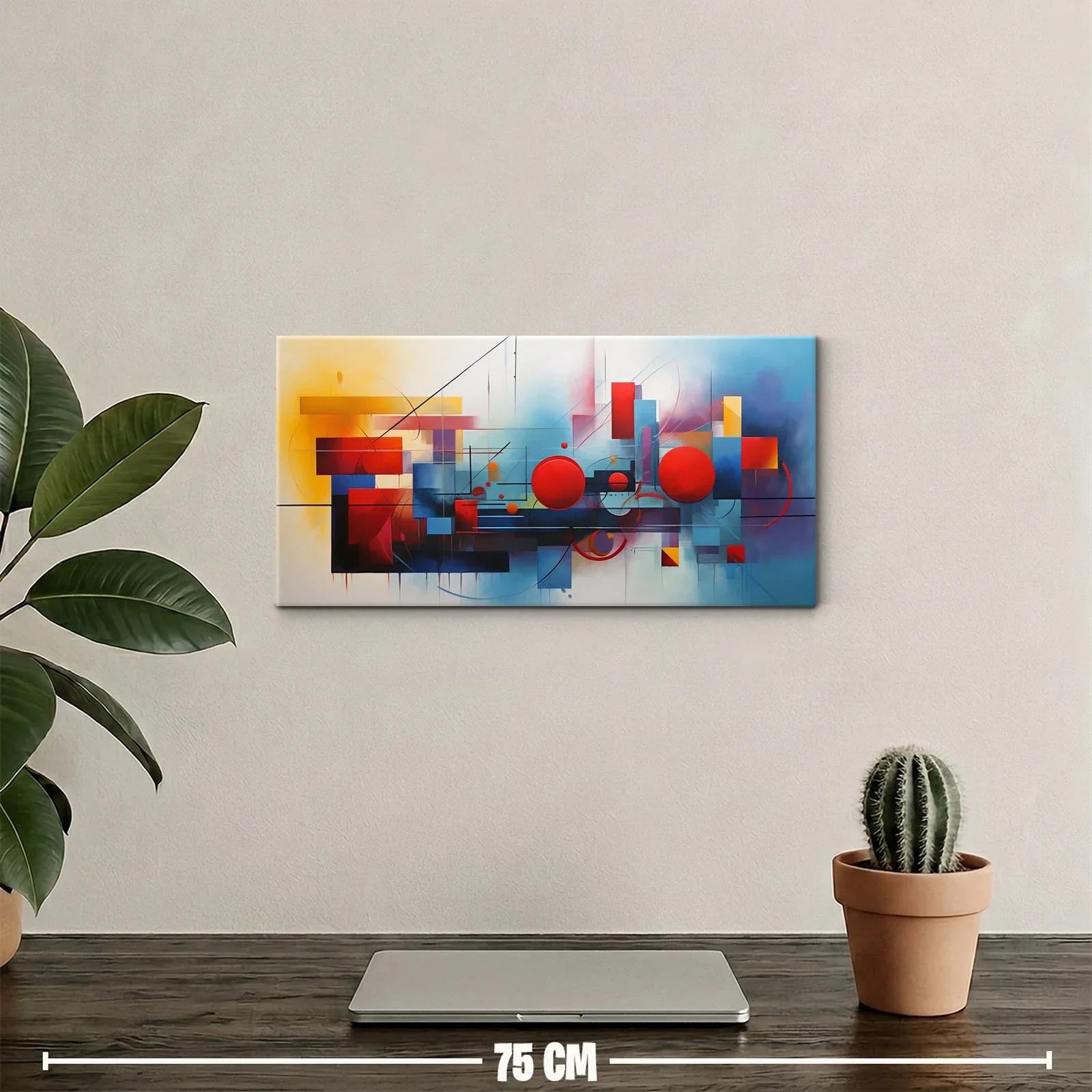 Cuadro composición geométrica abstracta con círculos y líneas — miniatura 2