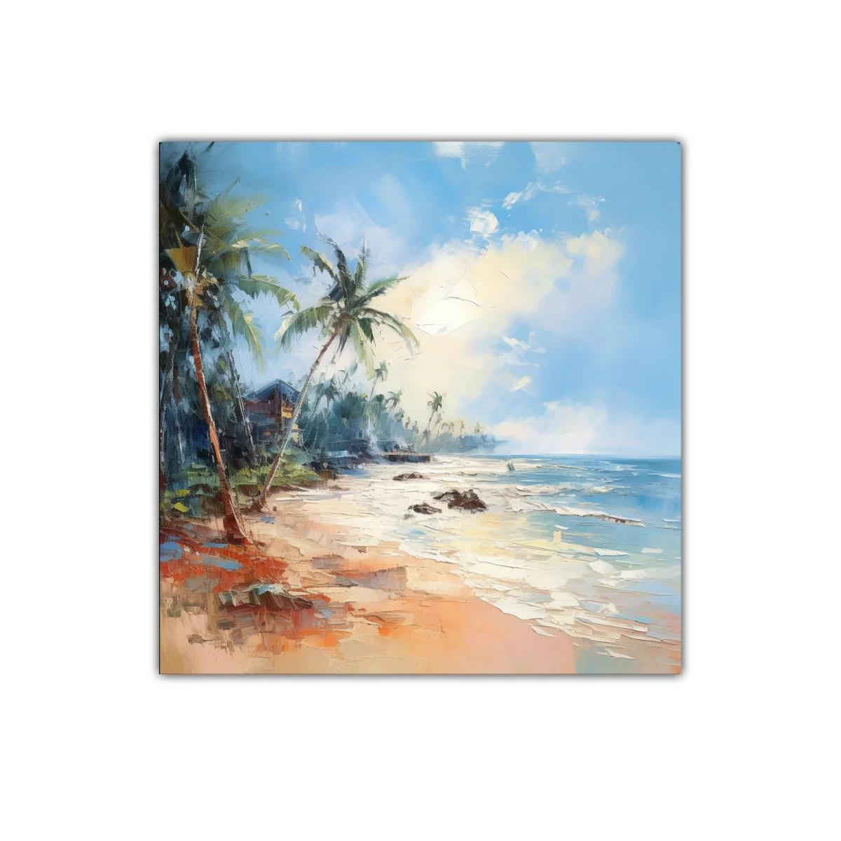 Paisaje costero con palmeras y mar azul brillante — imagen principal