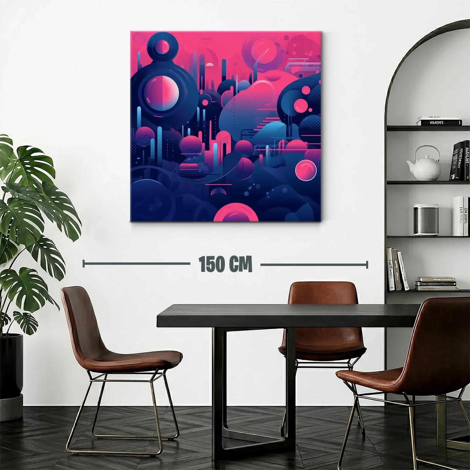 Composición abstracta futurista en tonos azul y rosa brillante — miniatura 2