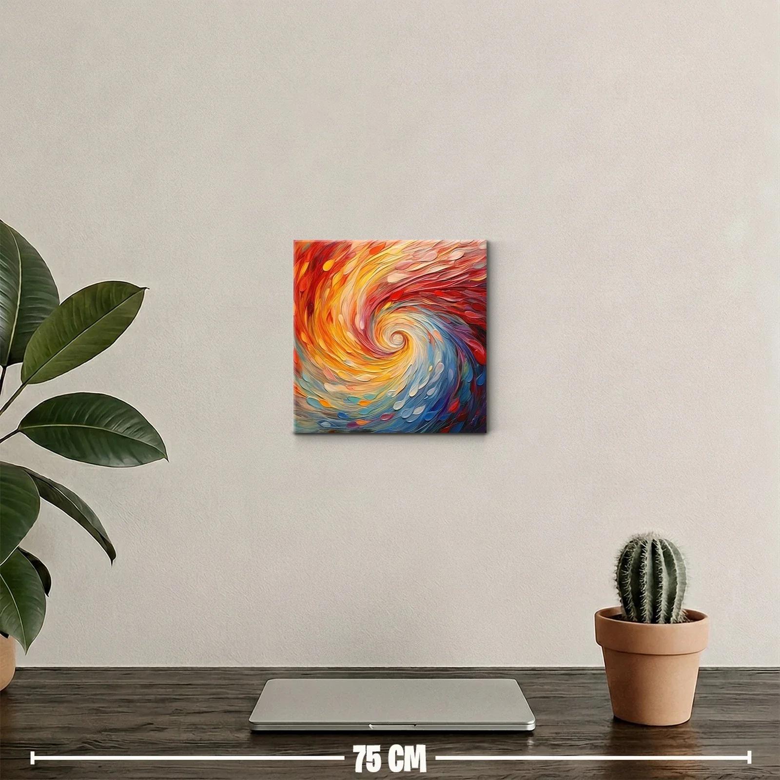 Cuadro abstracto en espiral con vibrantes tonos cálidos y fríos — miniatura 2