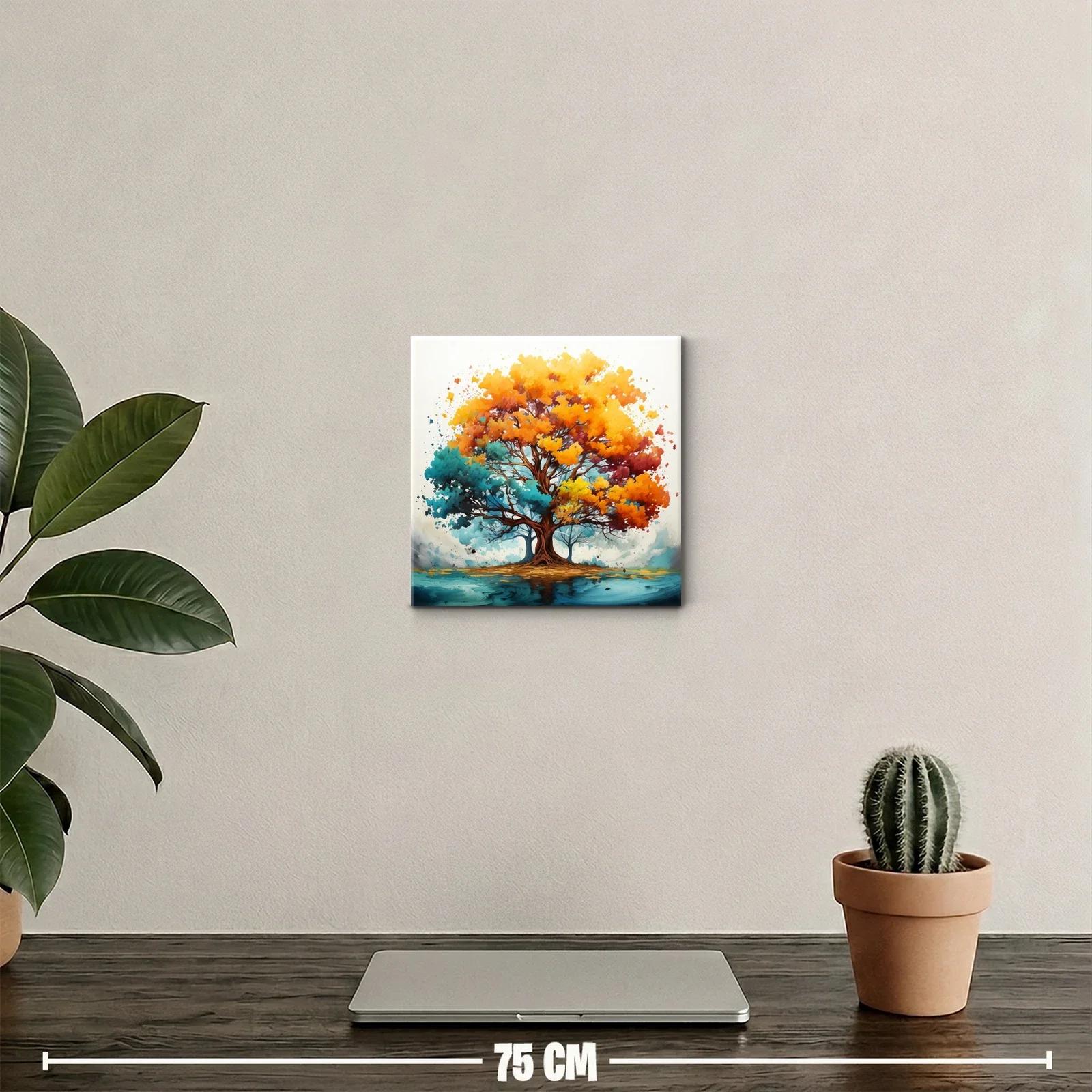 Árbol colorido con hojas naranjas y turquesas vibrantes — miniatura 2