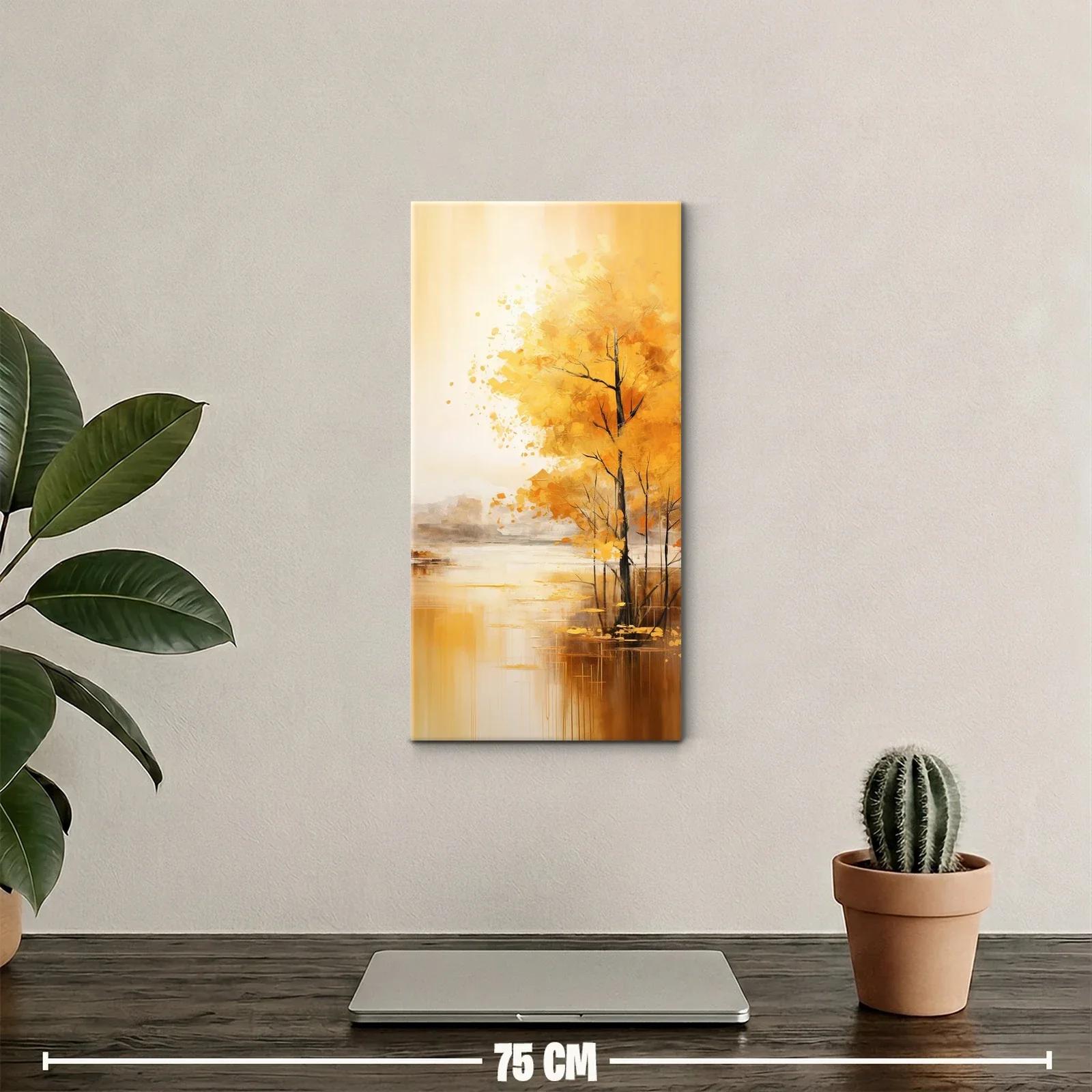 Cuadro árbol otoñal junto al agua con reflejos suaves — miniatura 2