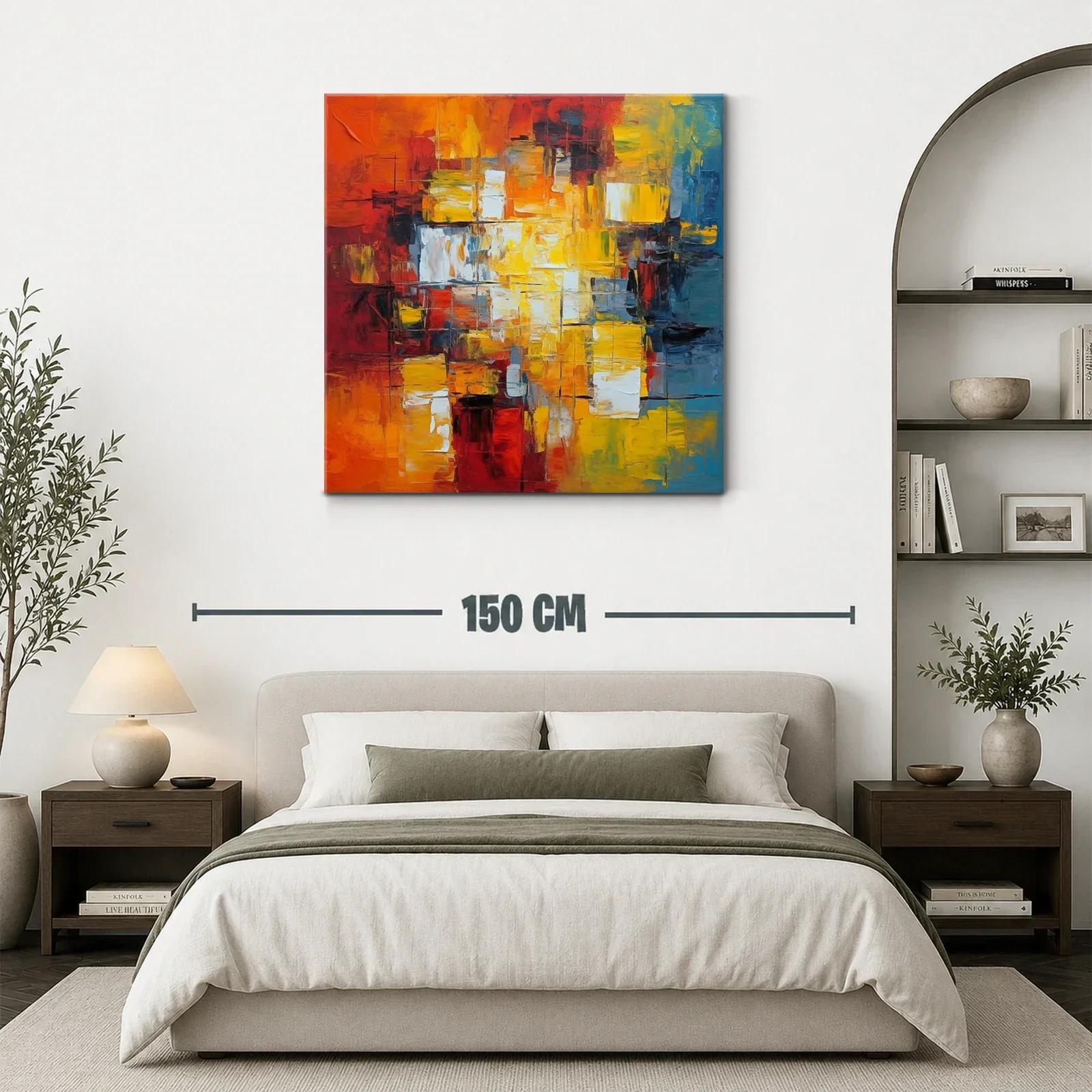 Cuadro abstracto con vibrantes tonos cálidos y fríos — miniatura 3