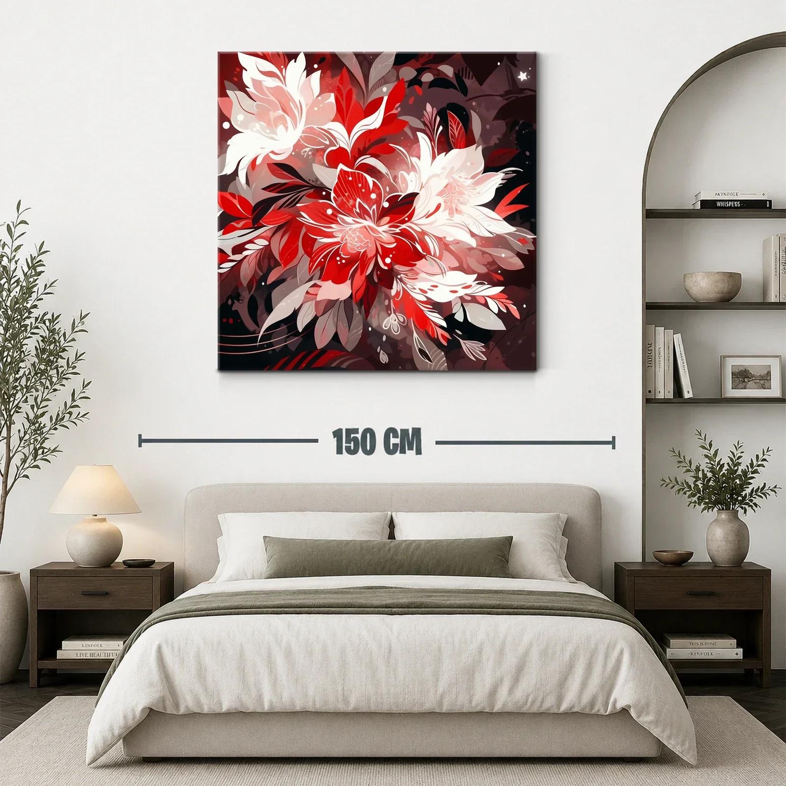 Arte floral en tonos rojos intensos y neutrales cálidos — miniatura 3