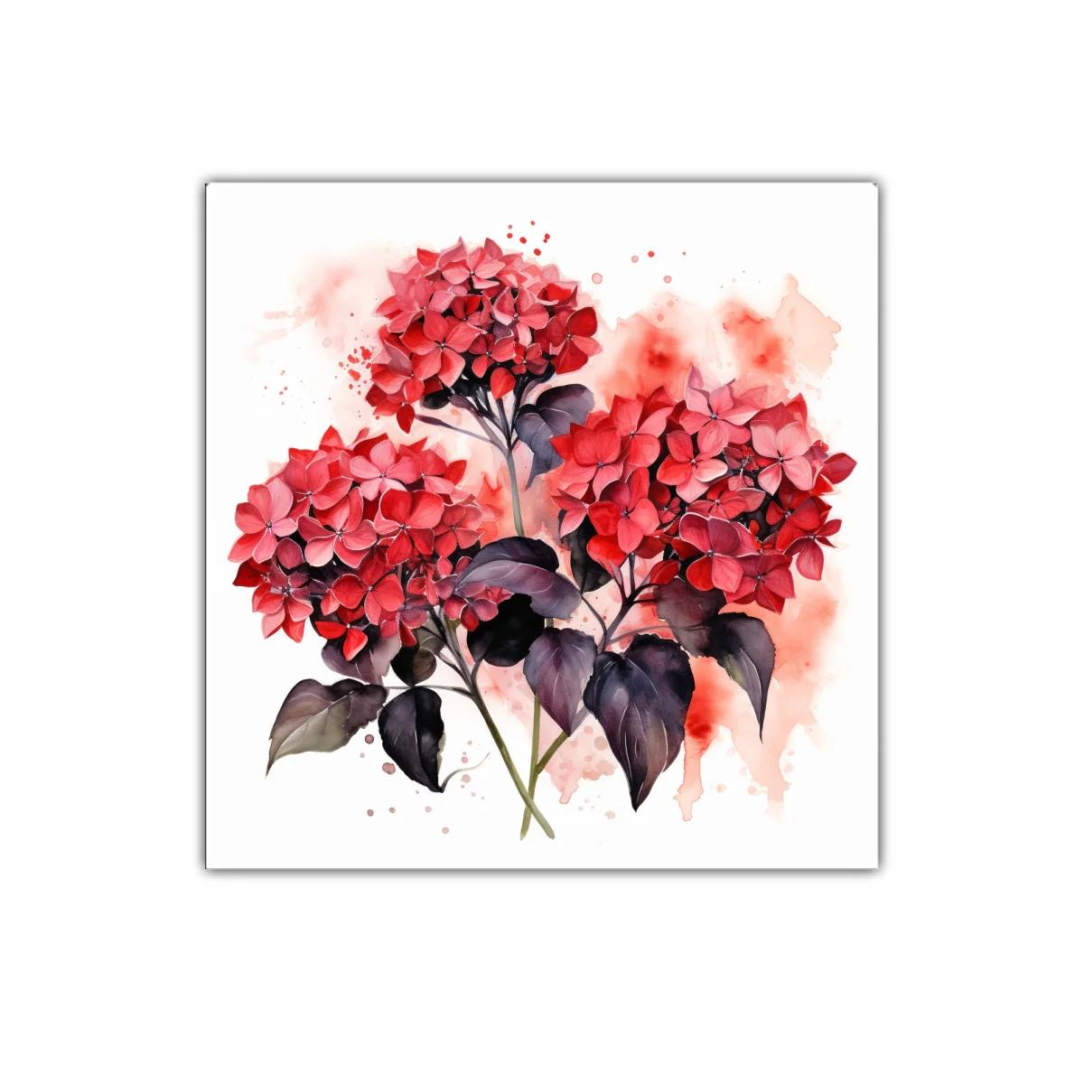 Cuadro decorativo con vibrantes flores rojas y hojas oscuras — imagen principal