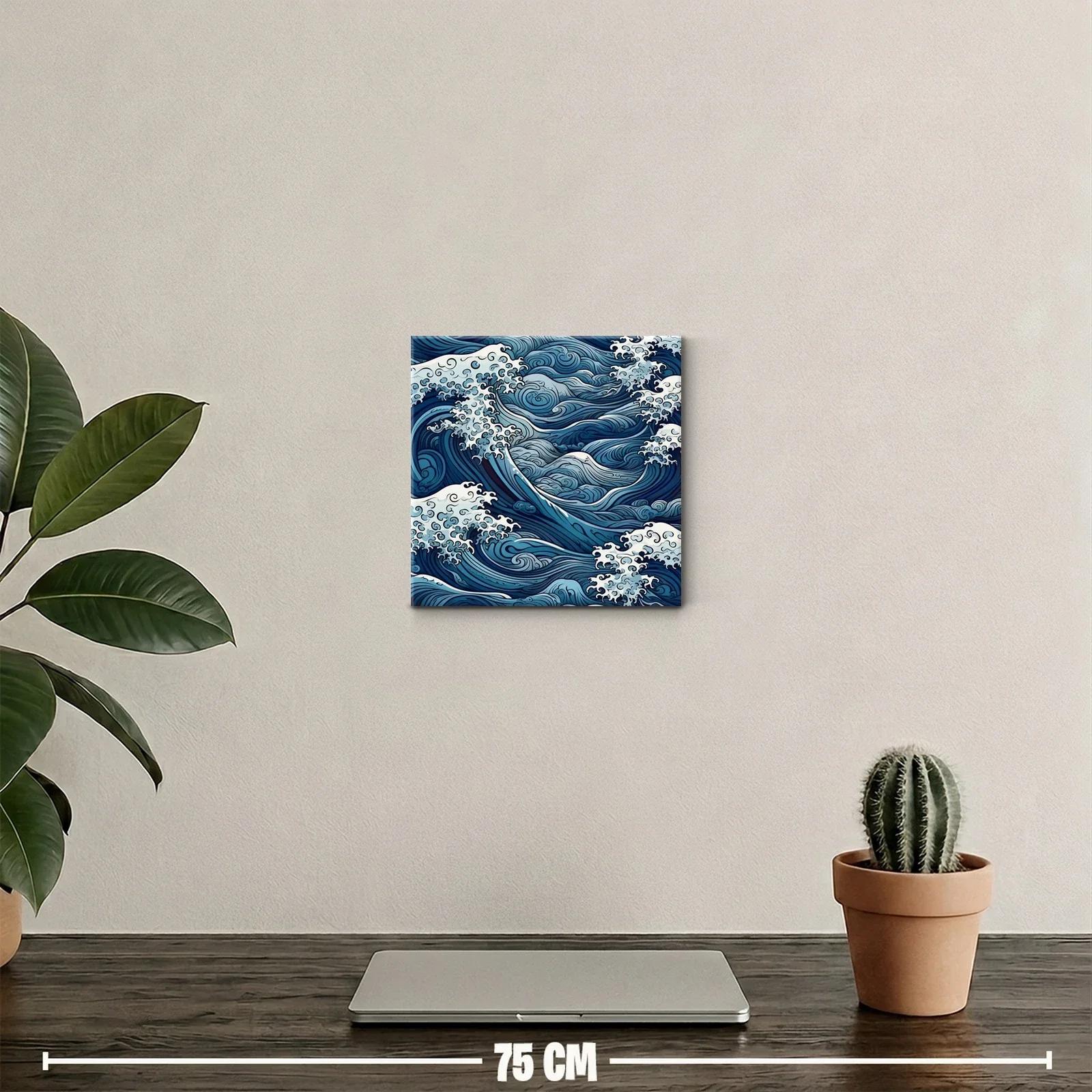 Olas en movimiento con tonos azules y blancos marinos — miniatura 2